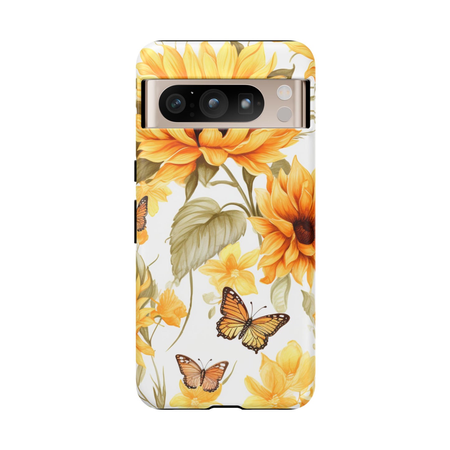 Golden Sunflower & Butterfly Phone Case – Warm & Elegant