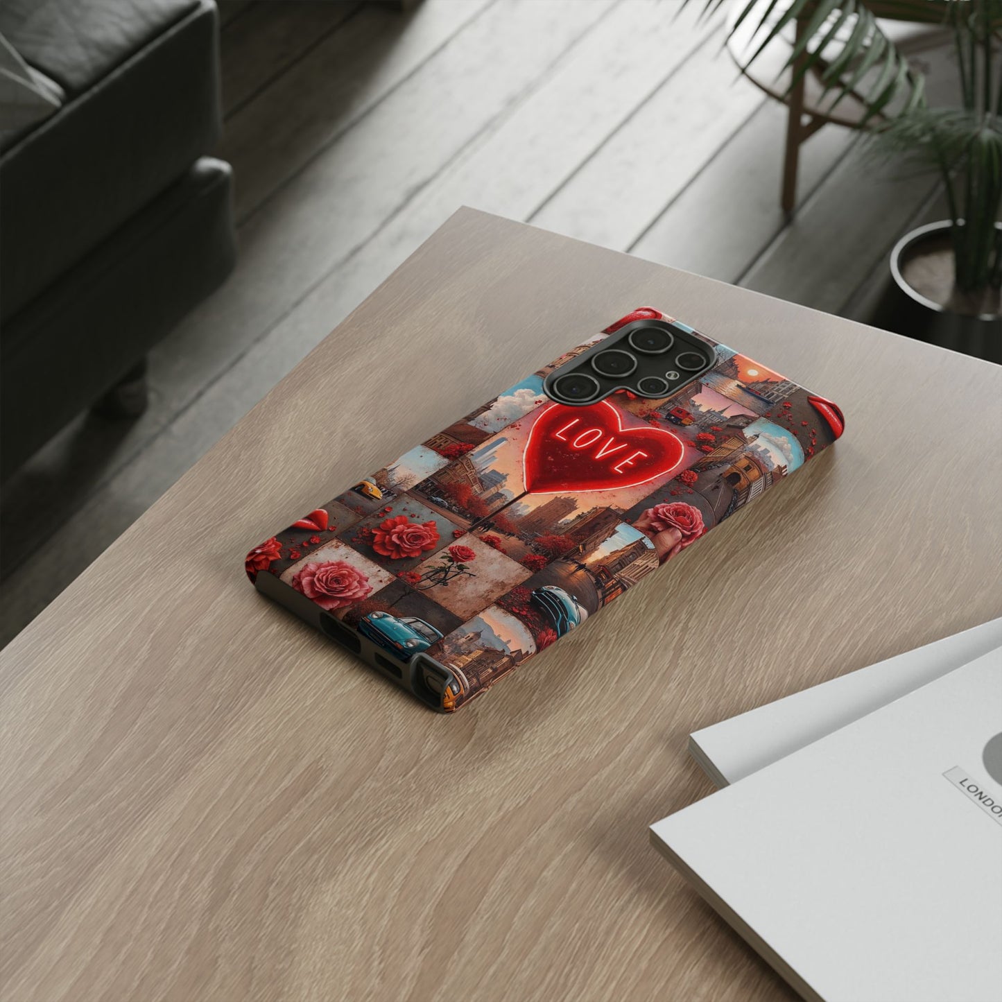 Neon Love Heart & Rose Phone Case
