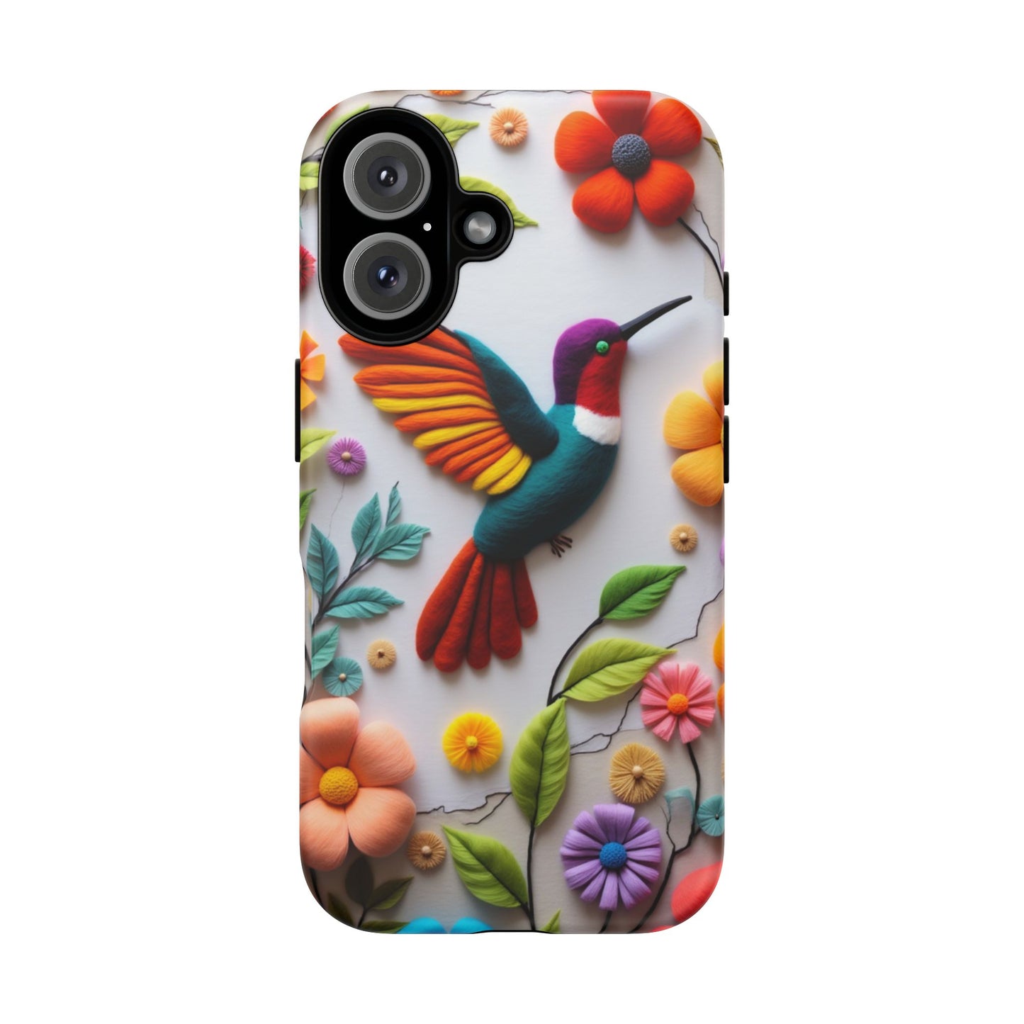 Embroidered Hummingbird with Floral Design | Nature's Elegant Stitch | iPhone 16 Pro