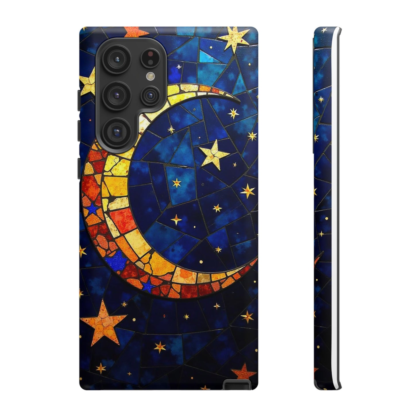Celestial Crescent: Vibrant Moon and Stars Phone Case