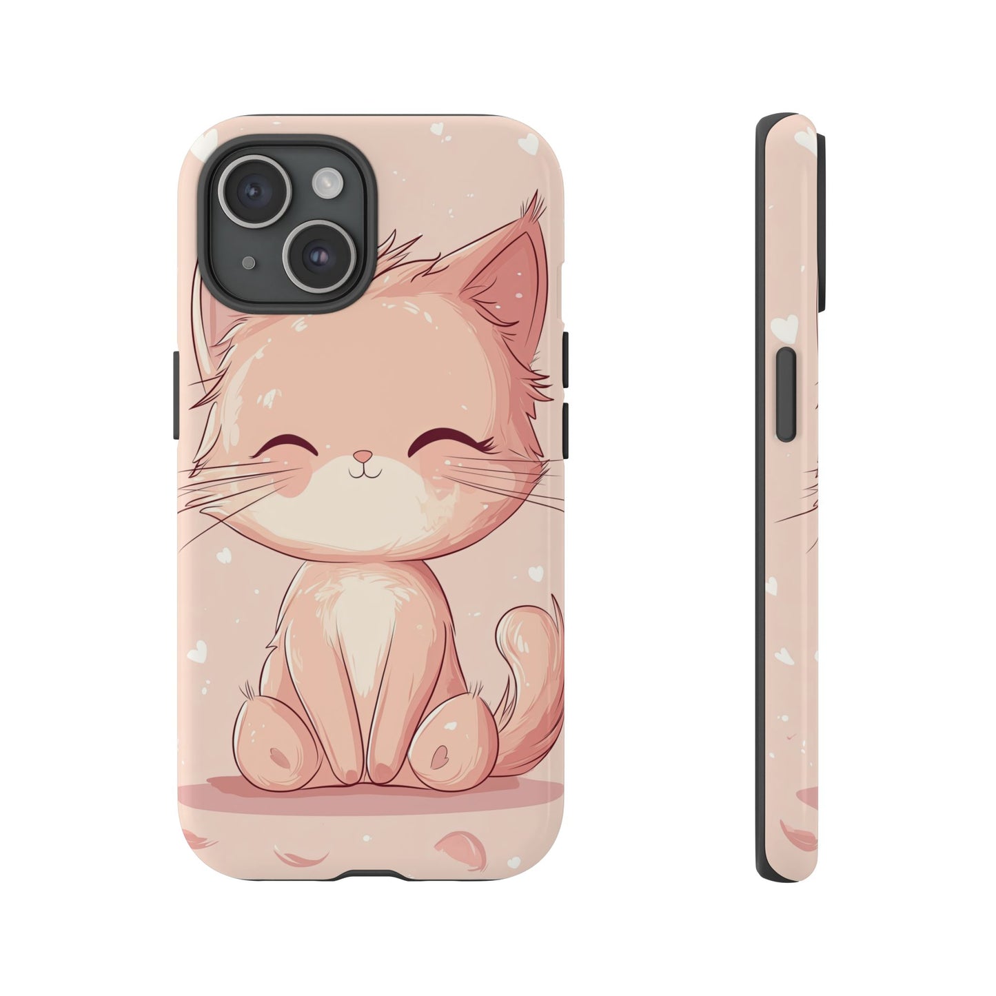 Kawaii Blush Kitty – Chibi Anime Cat Phone Case for iPhone, Samsung & Pixel
