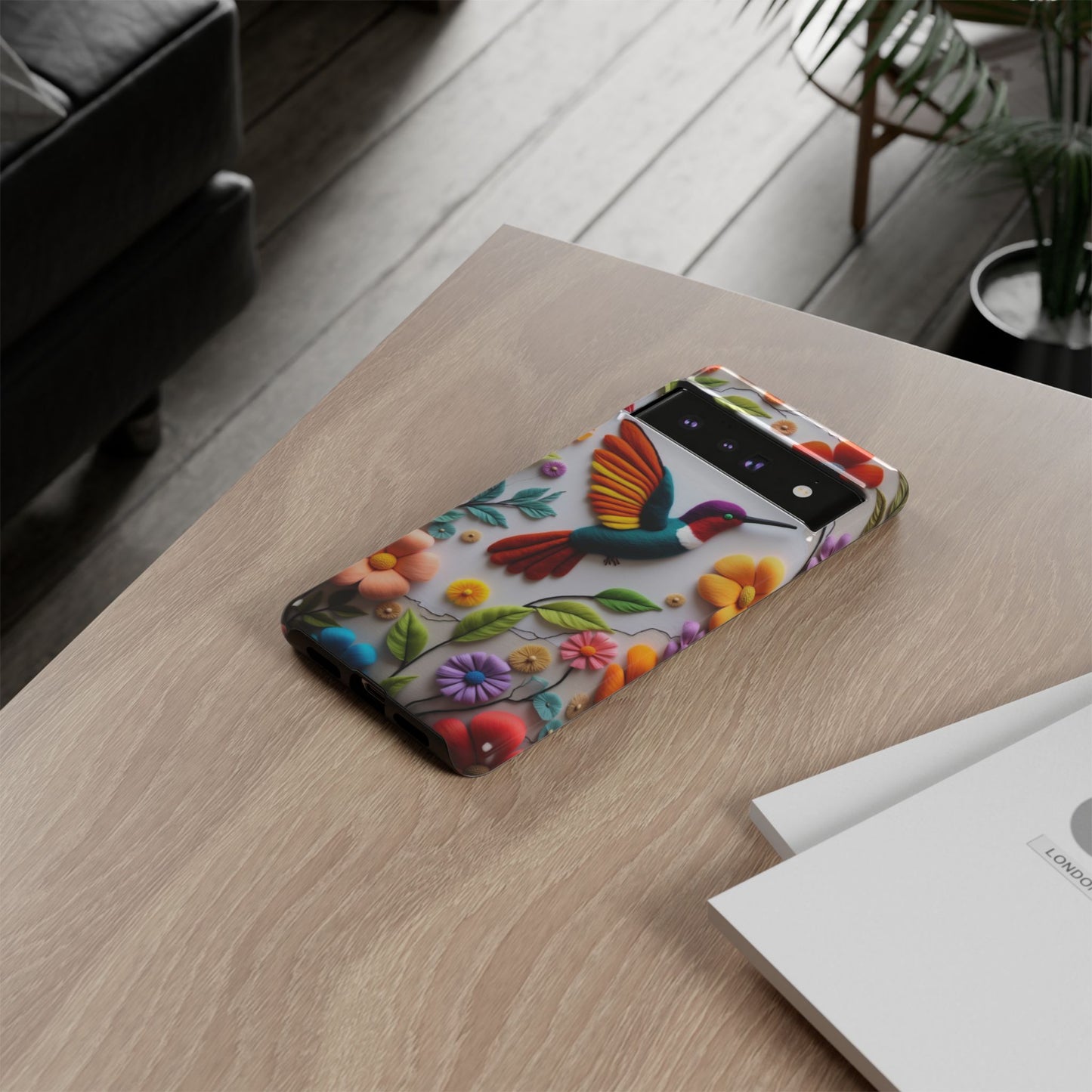 Embroidered Hummingbird with Floral Design | Nature's Elegant Stitch | iPhone 16 Pro