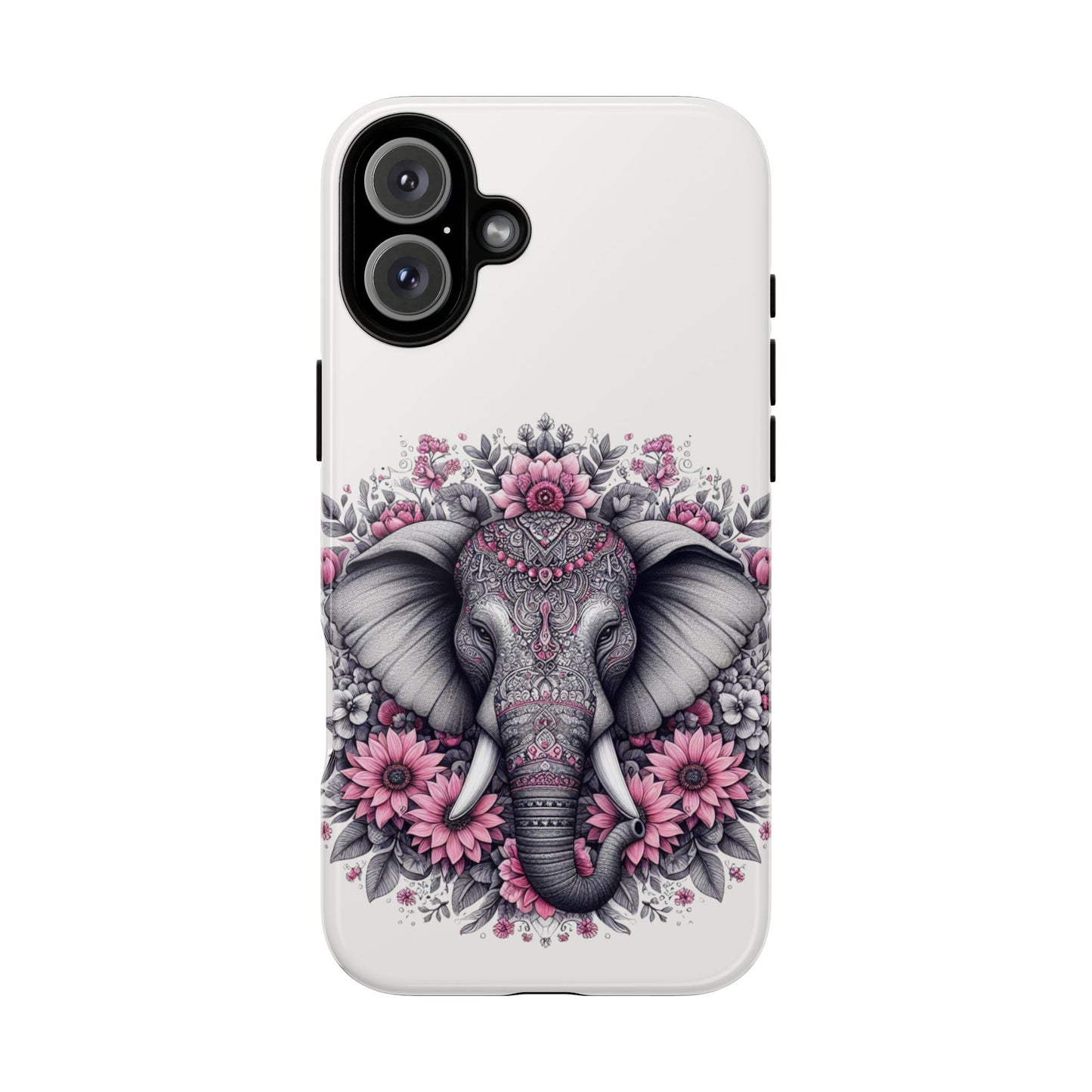 Intricate Floral Elephant Mobile Cover – Mandala-Inspired Boho Art
