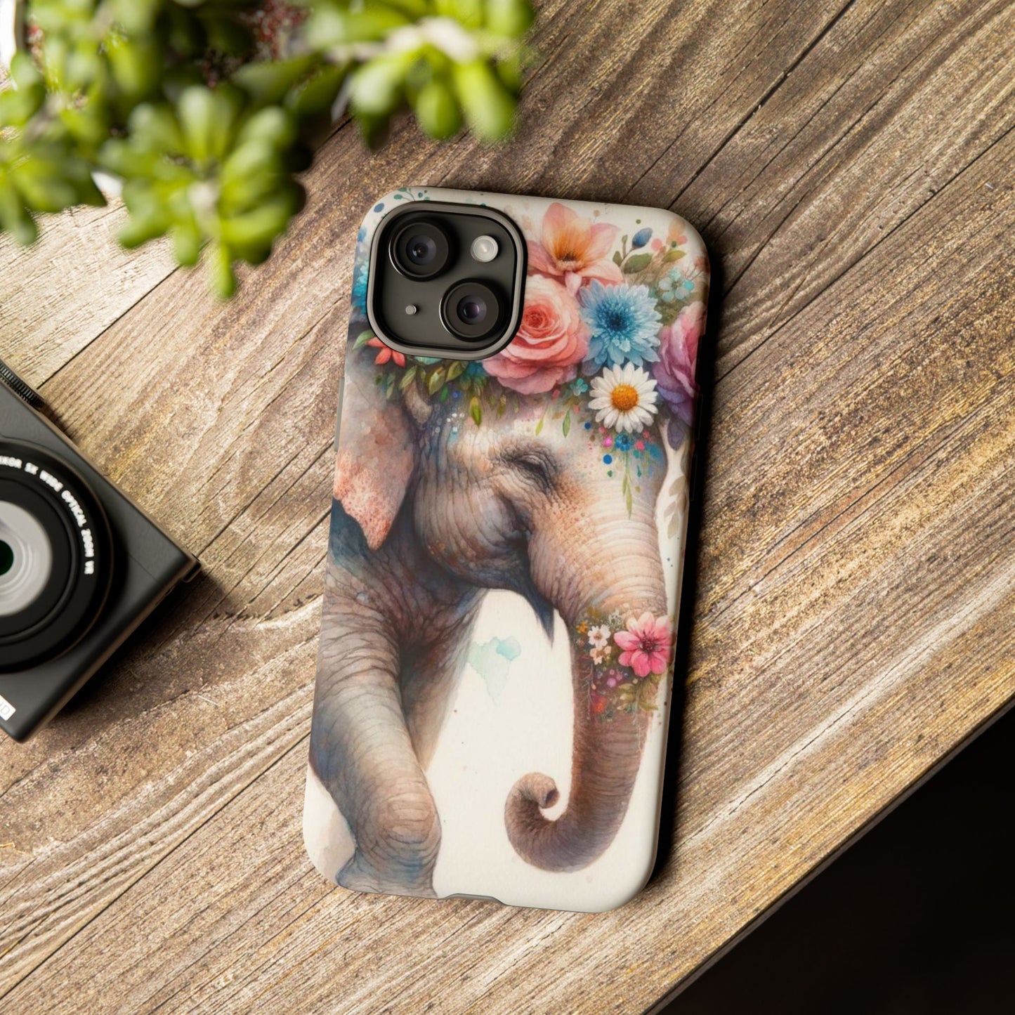 Joyful Floral Elephant Mobile Cover – Whimsical Watercolor Art