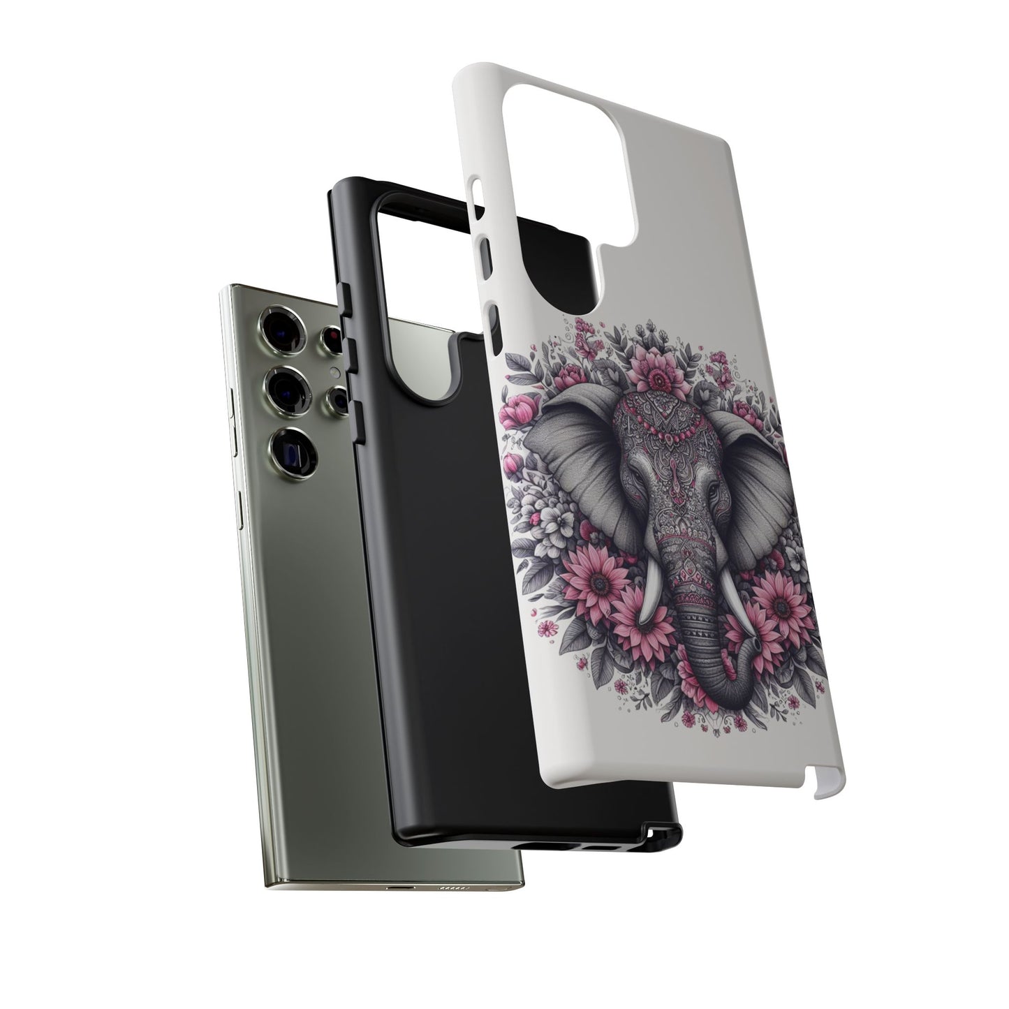 Intricate Floral Elephant Mobile Cover – Mandala-Inspired Boho Art