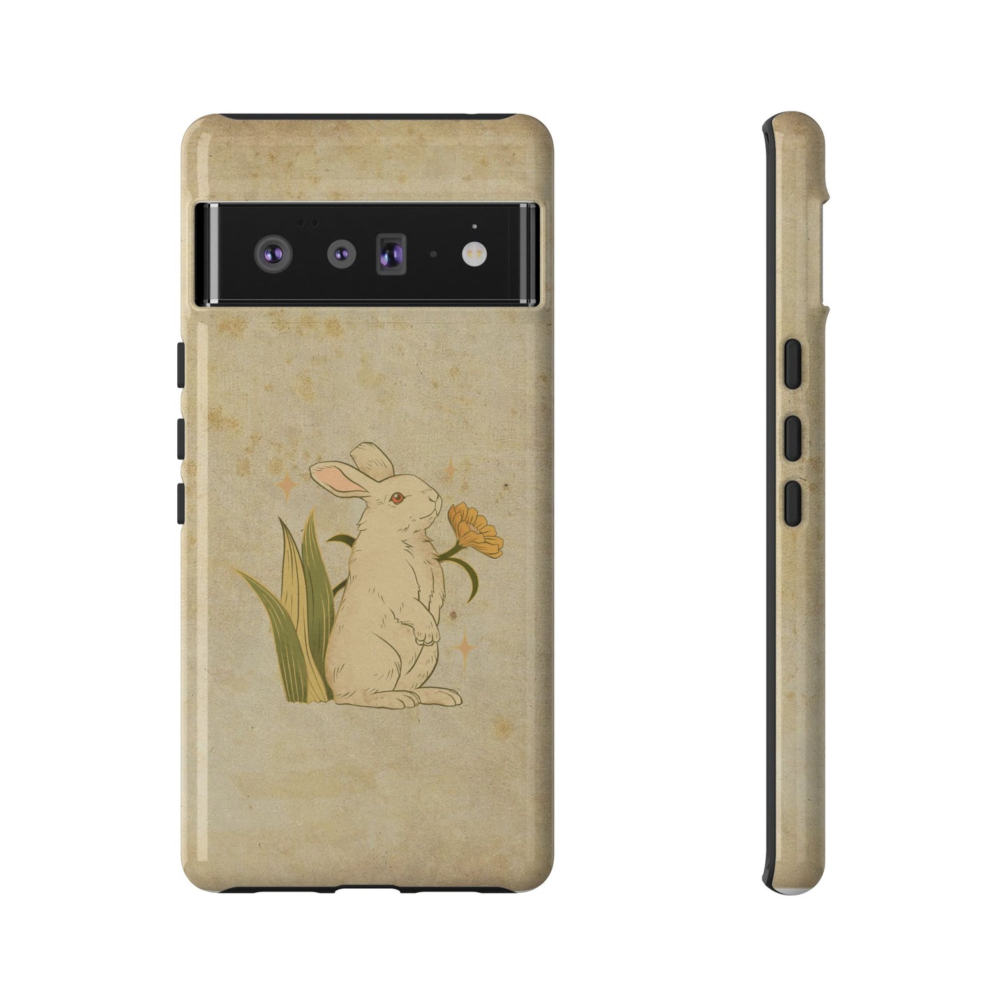 Minimal Vintage Rabbit Phone Case β Aesthetic Beige Bunny Cover for iPhone, Samsung & Pixel