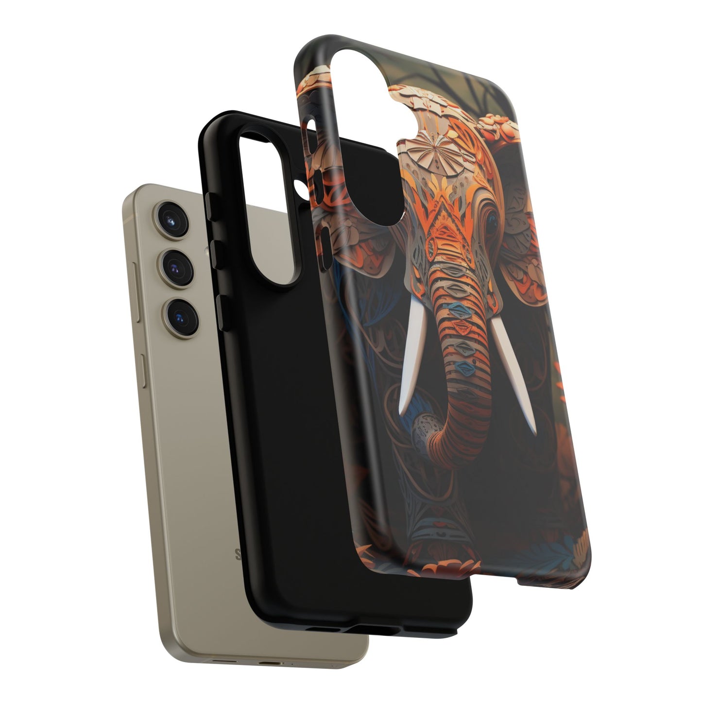 Elegant Artistic Elephant Mobile Cover – Intricate Paper-Cut Design