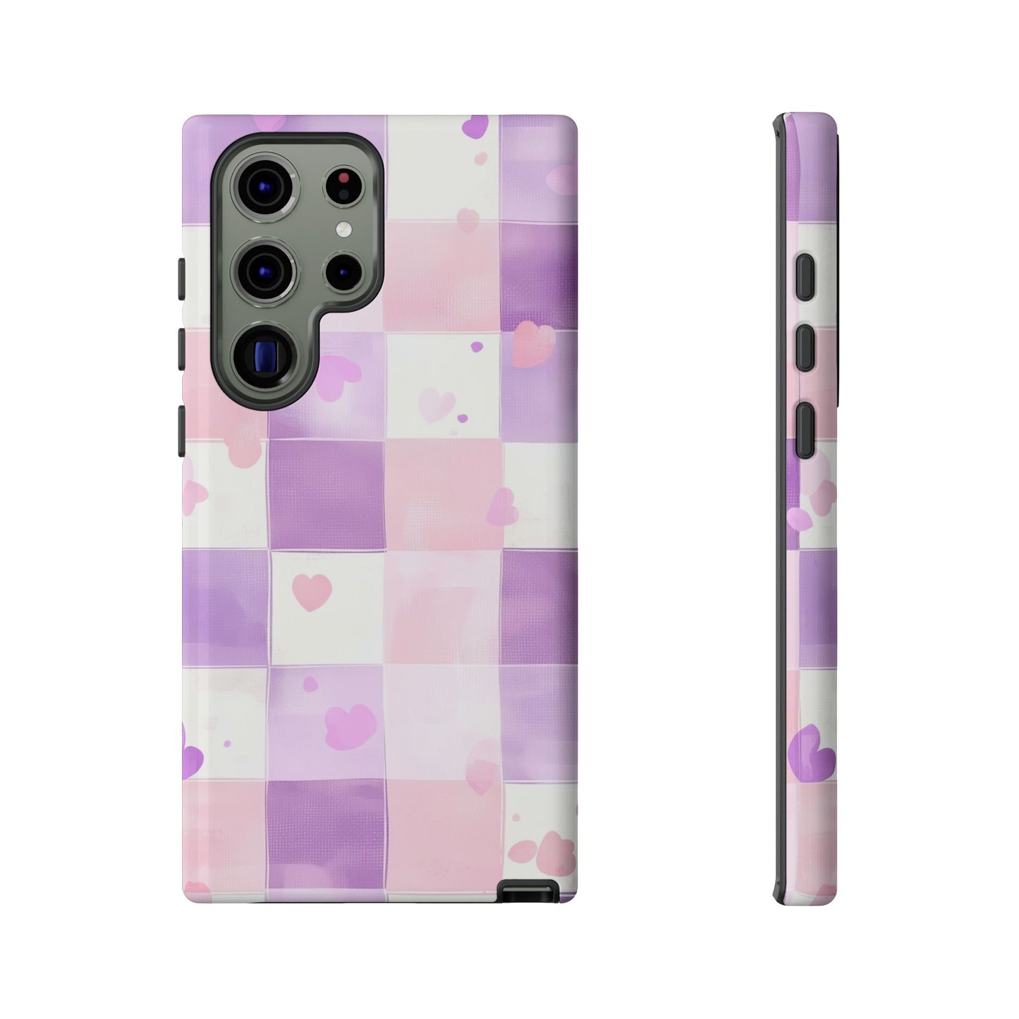 Kawaii Heart Gingham Phone Case for iPhone, Samsung, Google Pixel