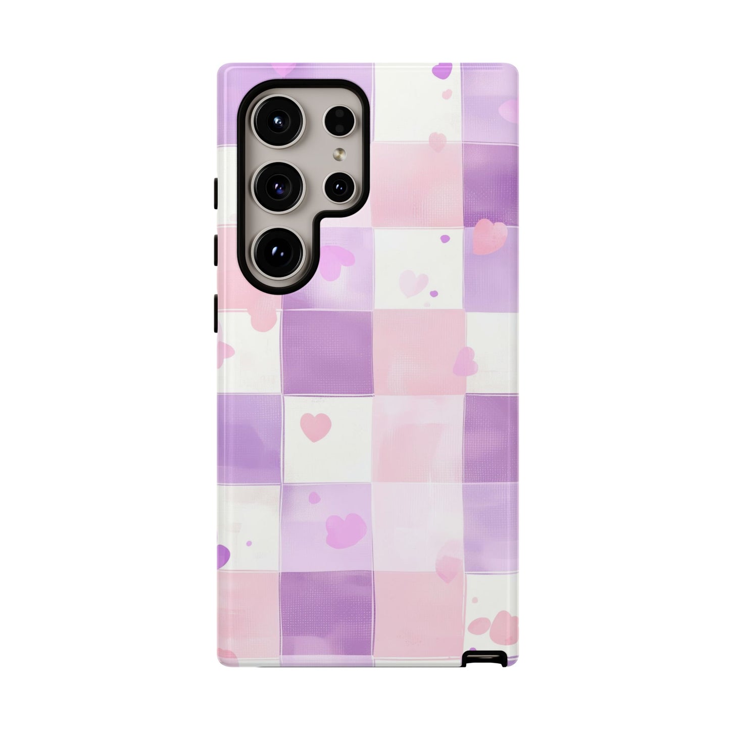 Kawaii Heart Gingham Phone Case for iPhone, Samsung, Google Pixel
