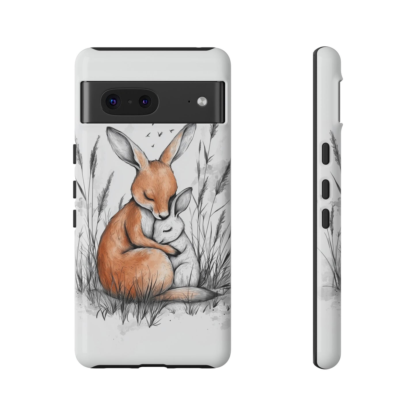Bunny Embrace: Watercolor Woodland Hug Phone Case for iPhone, Samsung & Pixel