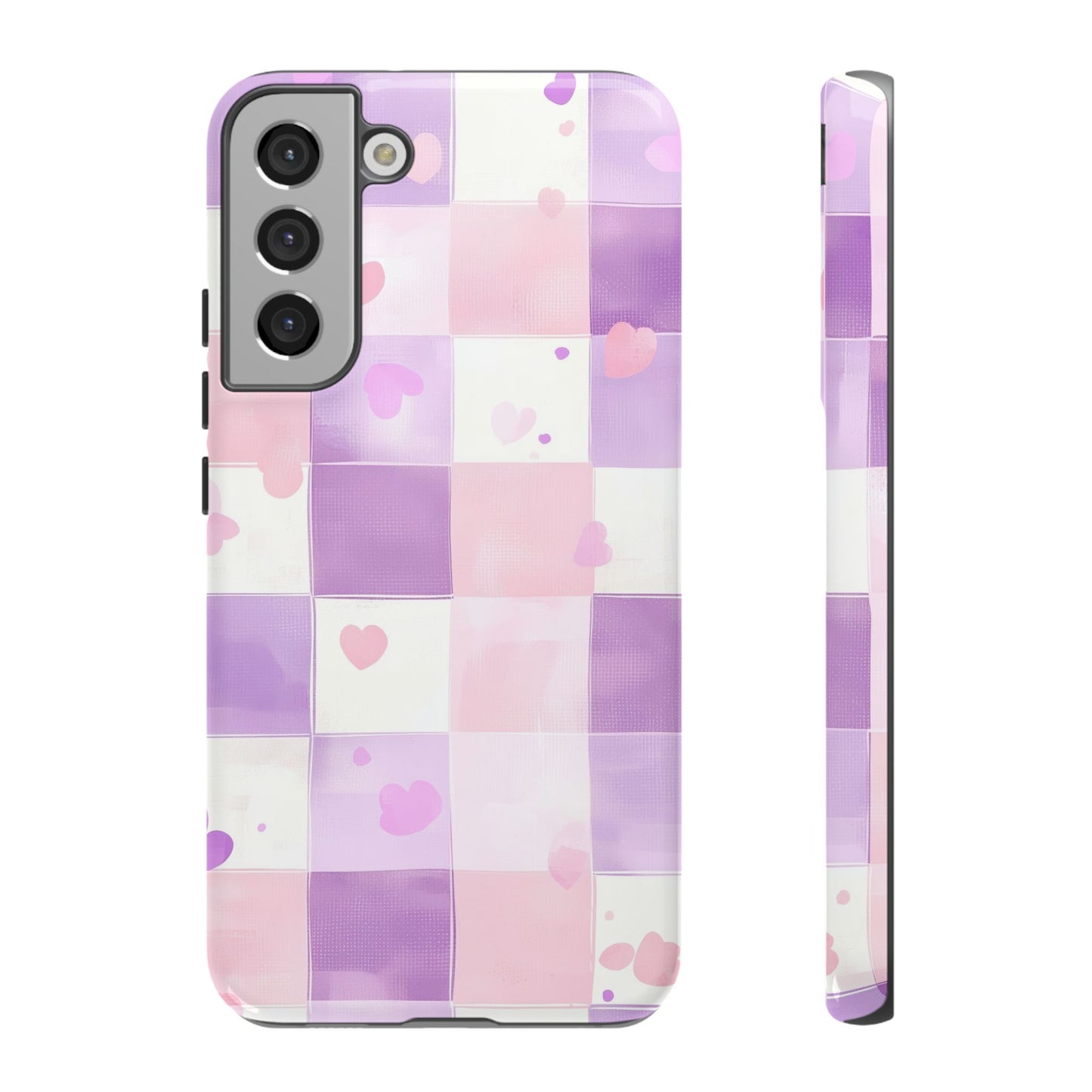 Kawaii Heart Gingham Phone Case for iPhone, Samsung, Google Pixel