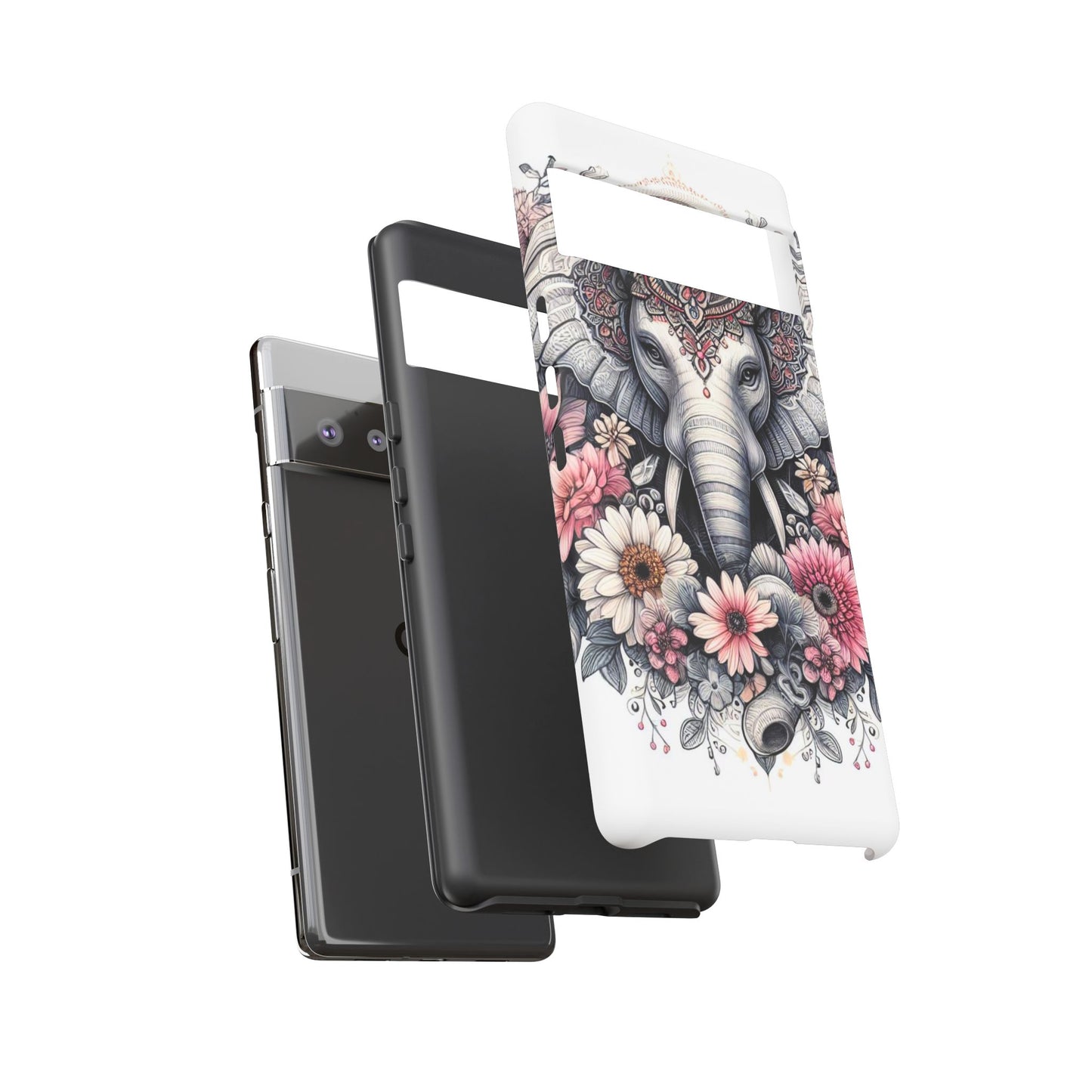 Royal Elephant Mandala Phone Case – Intricate Bohemian Floral Design