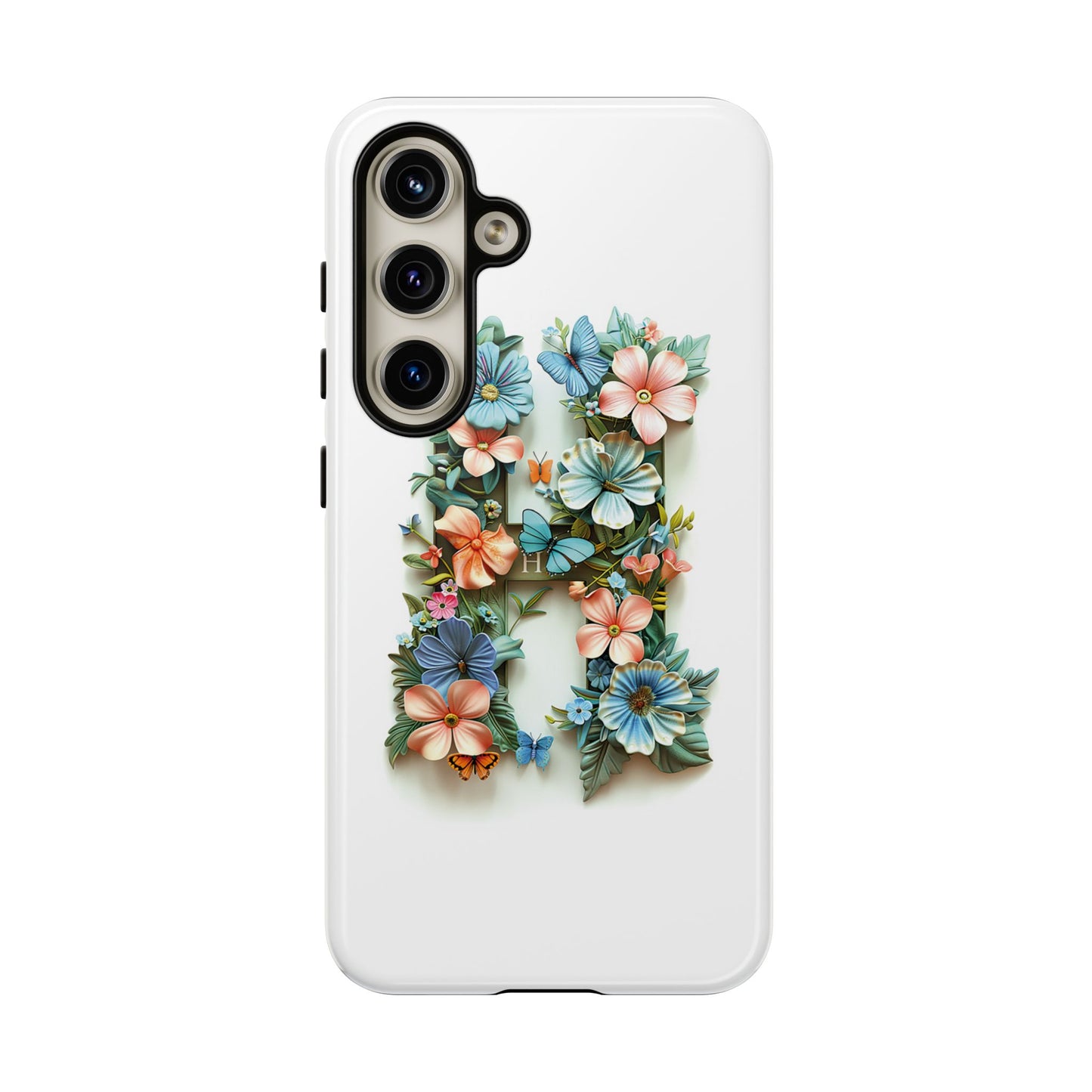 Floral Letter H Phone Case β Personalized Aesthetic Cover for iPhone, Samsung & Google Pixel
