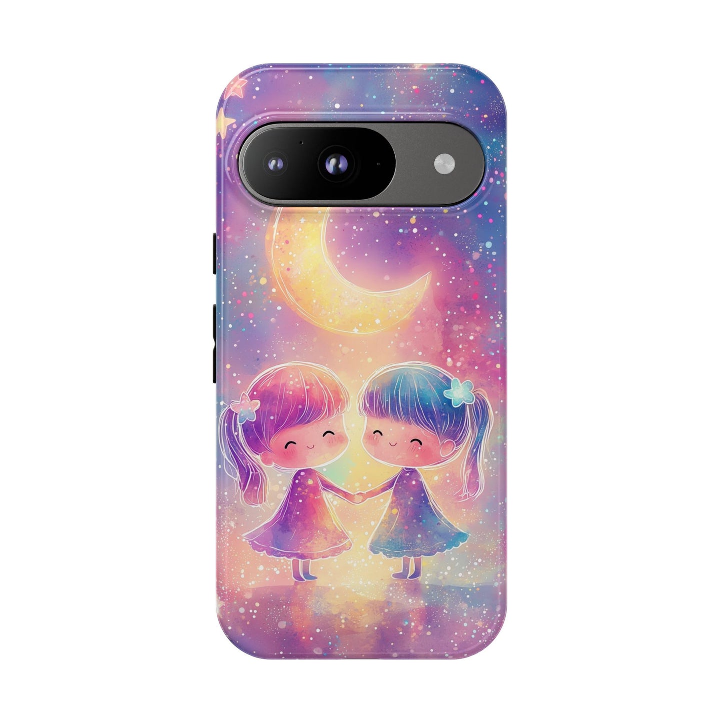 Moonlit Friendship Galaxy Phone Case for iPhone, Samsung, Google Pixel
