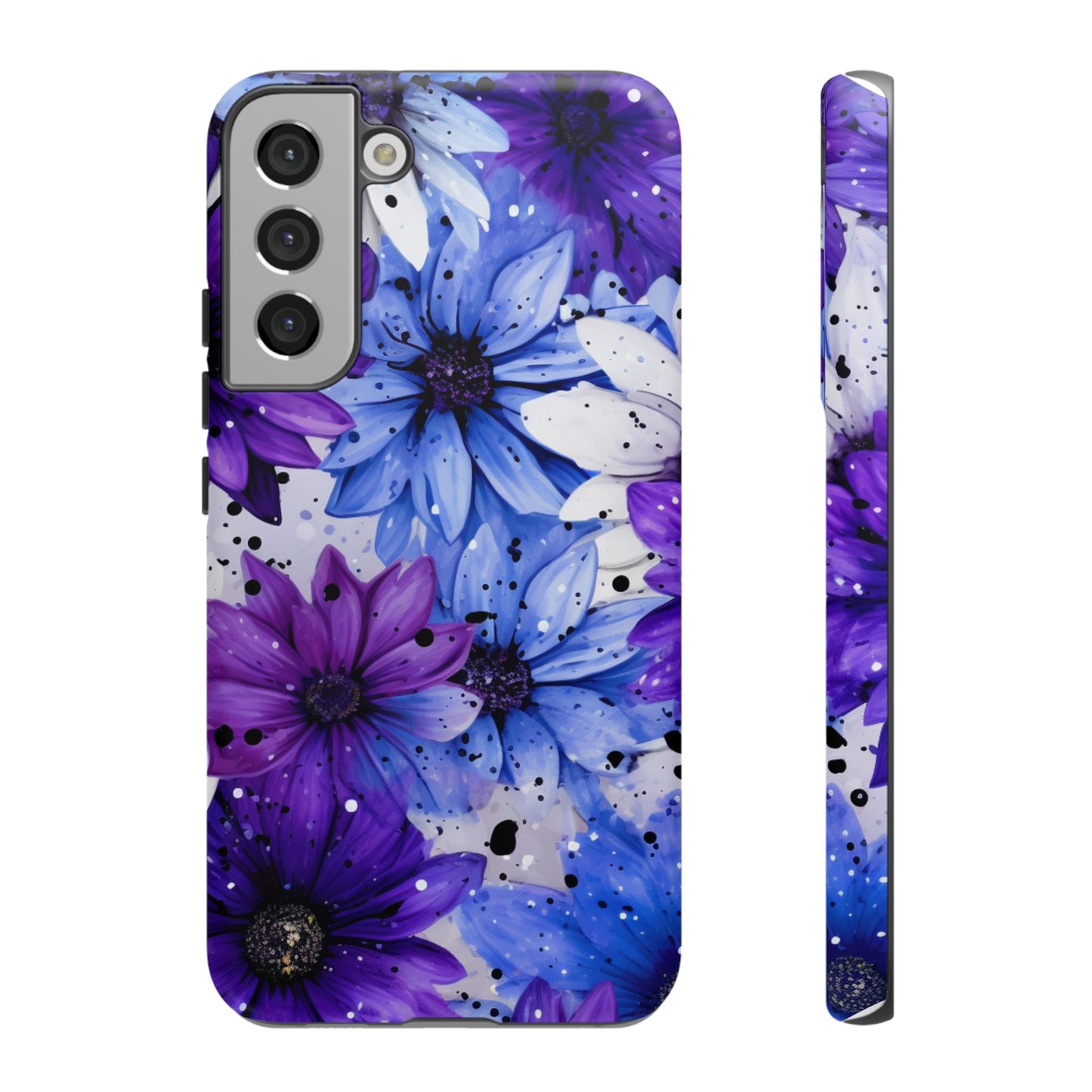 Blue & Purple Floral Splash Mobile Cover – Elegant Artistic Flowers