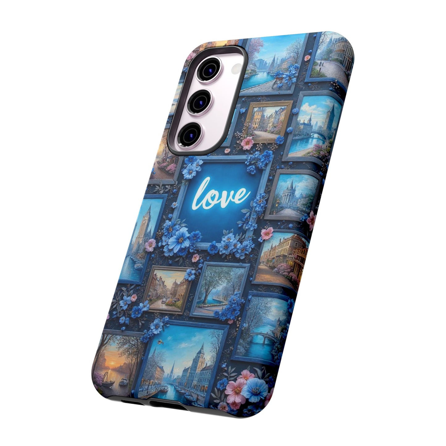Blue Floral Love Frame Phone Case