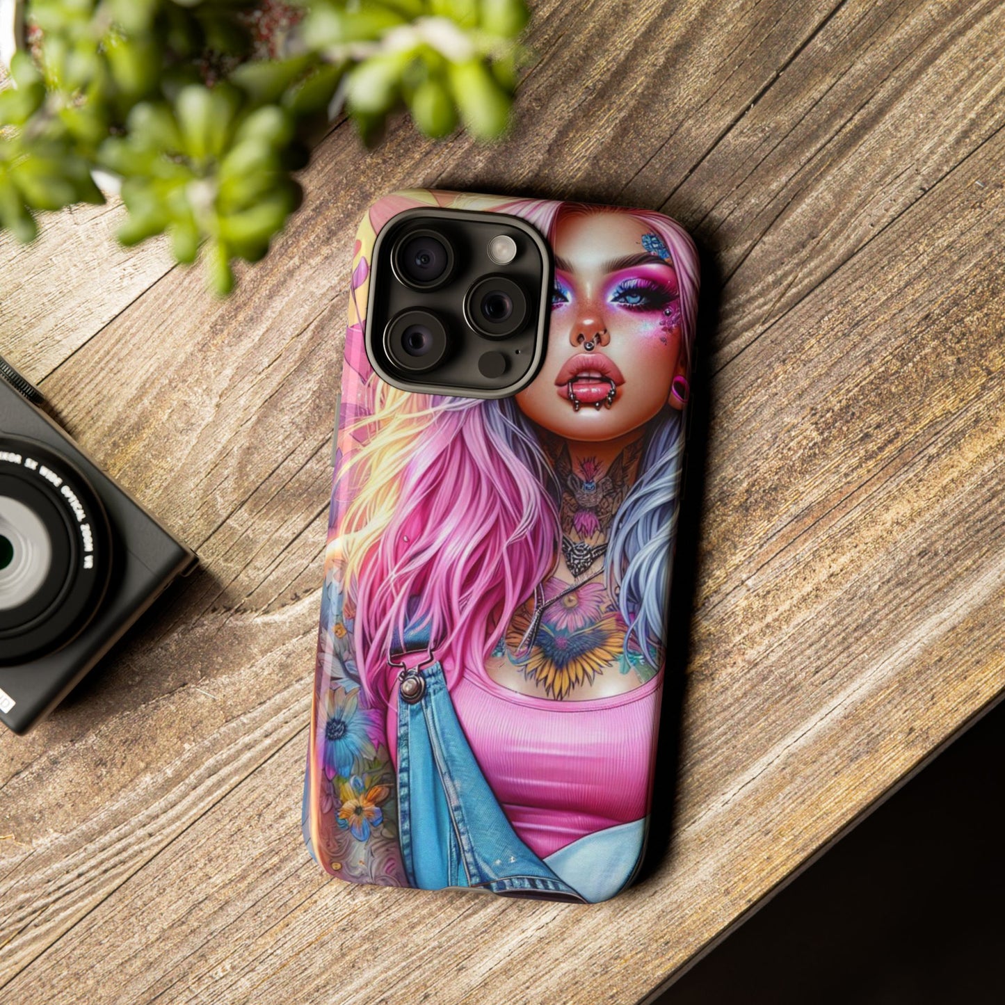 Sunset Glow – Pastel Punk & Floral Ink Mobile Cover