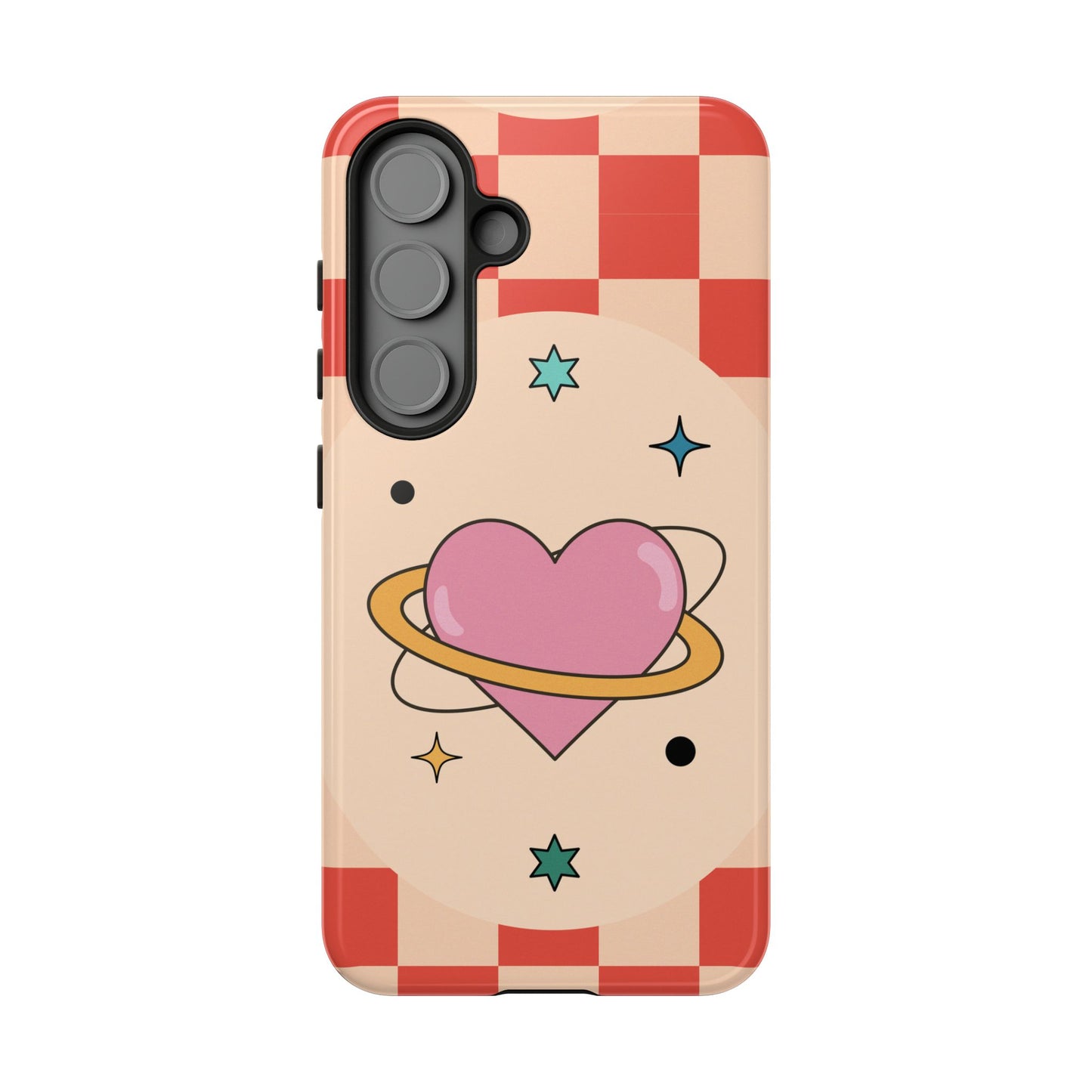 Retro Heart Tile Phone Case – Vintage Aesthetic Cover for iPhone, Samsung & Google Pixel