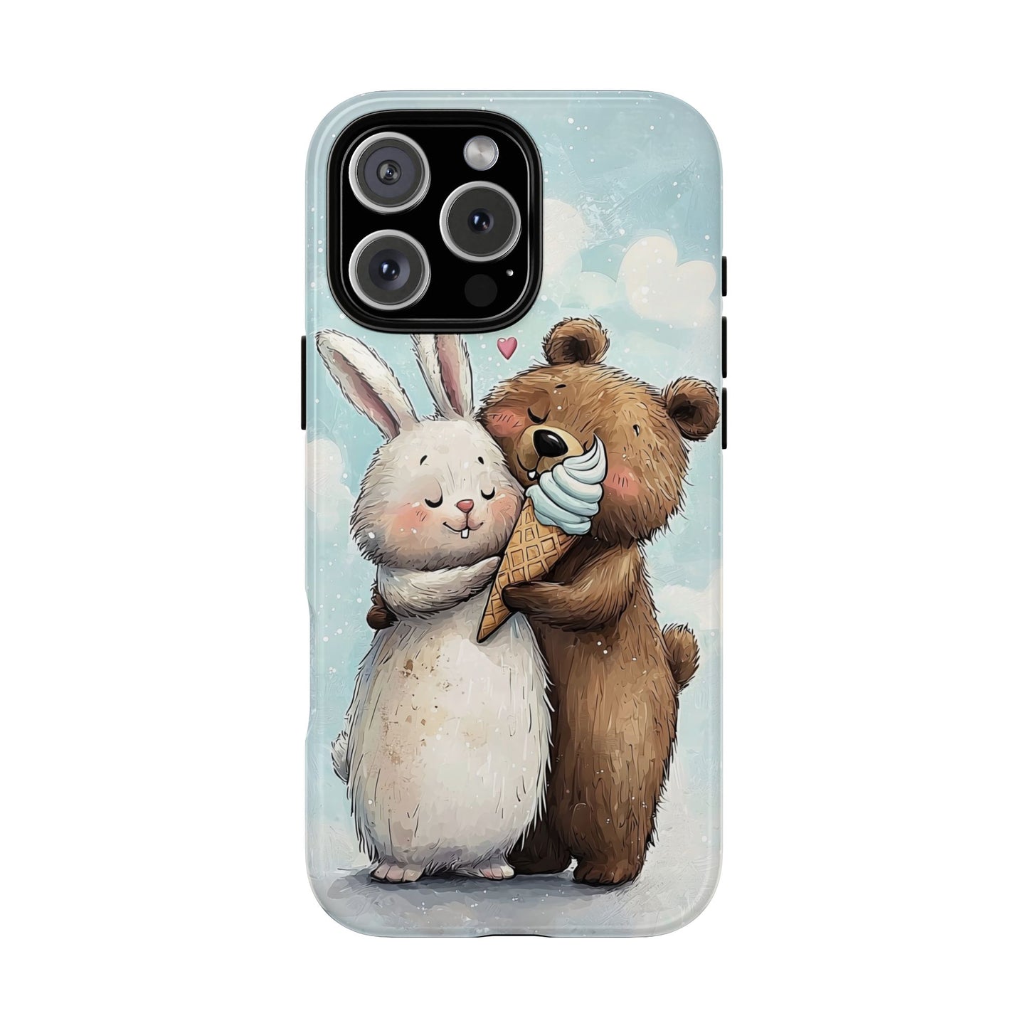 Cozy Bunny & Bear Ice Cream Love - Cute Anime Phone Case for iPhone, Samsung, Google Pixel