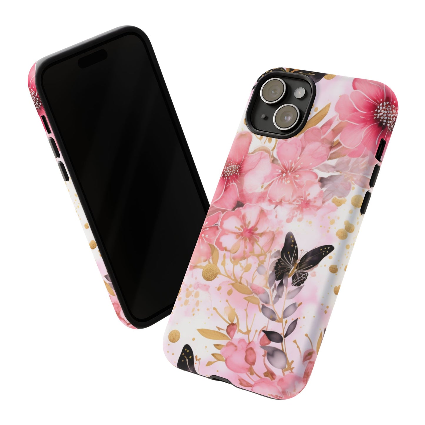 Pink Blossom & Gold Butterfly Mobile Case
