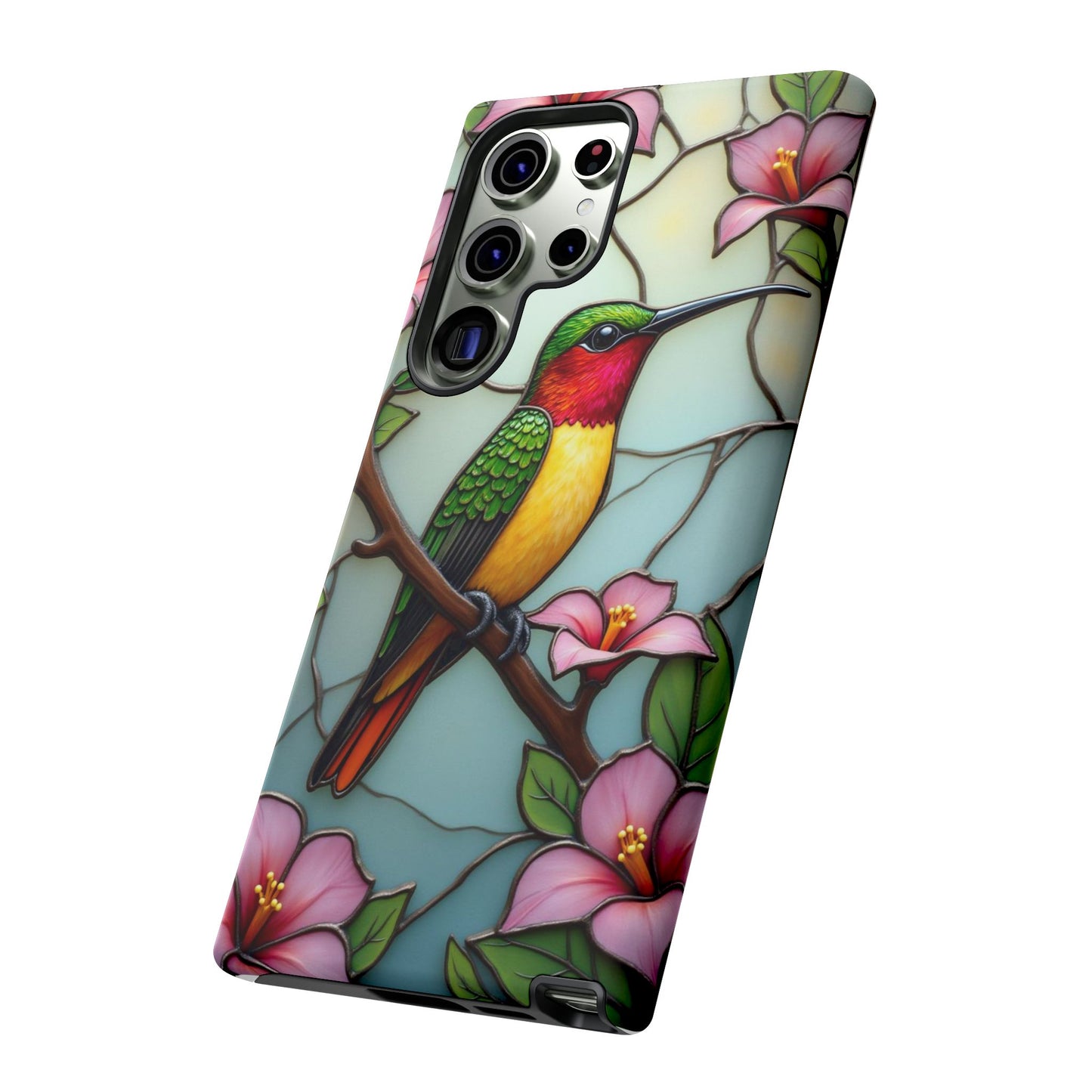 Elegant Hummingbird with Floral Mosaic | Artistic Nature Design