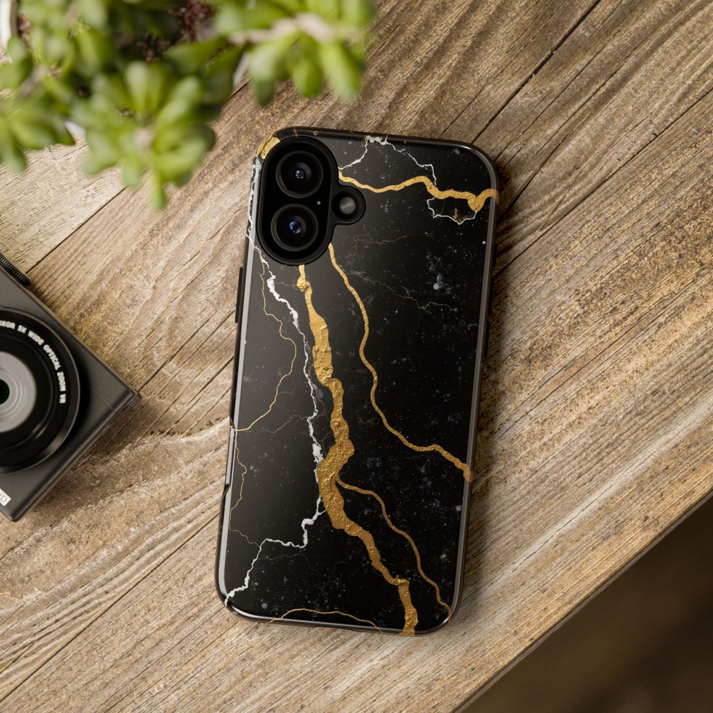 Black & Gold Marble Design Illustration Design Phone Case