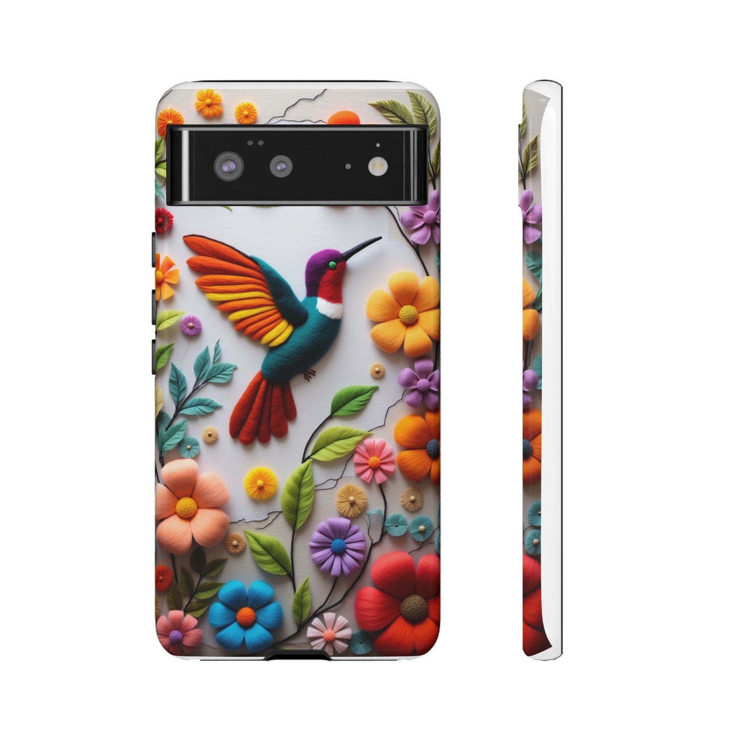 Embroidered Hummingbird with Floral Design | Nature's Elegant Stitch