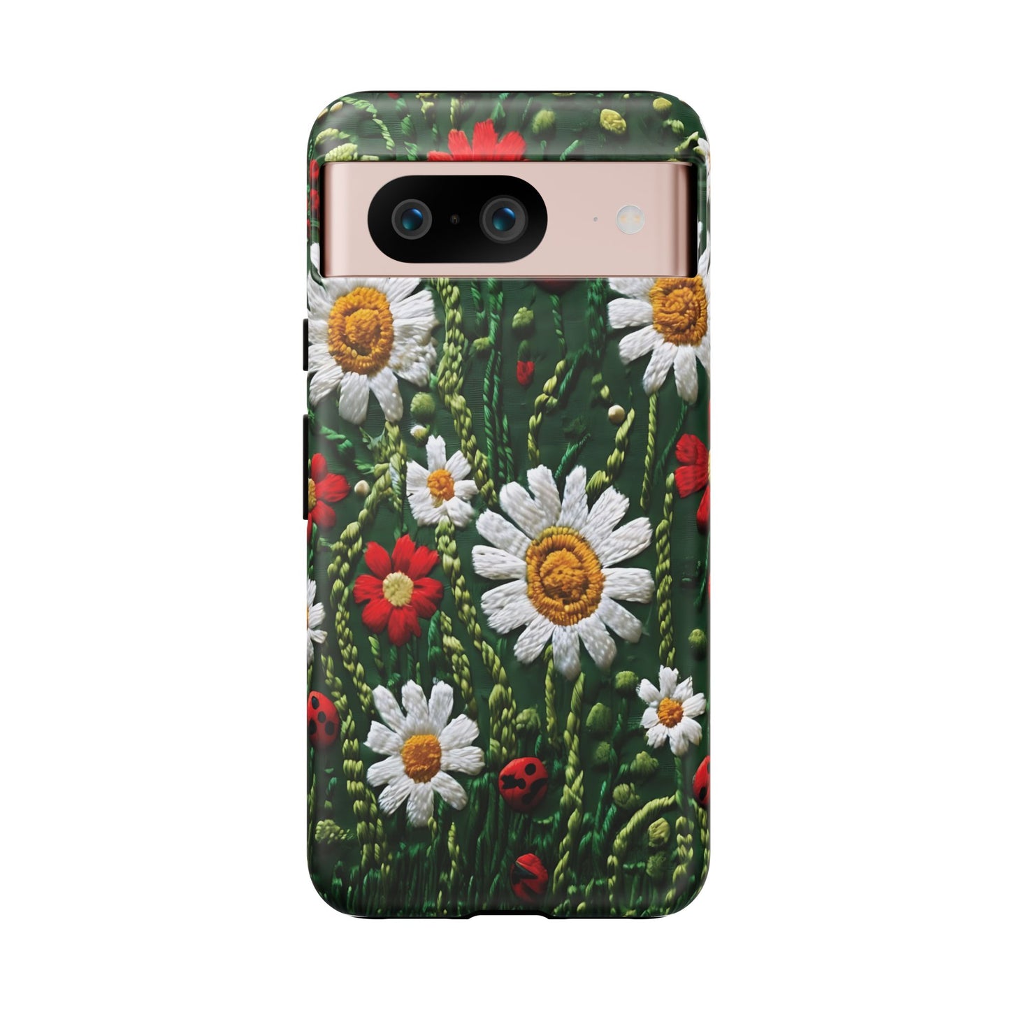 Knitted Pattern With Diamonds And Festive Motifs On Navy phone case design.