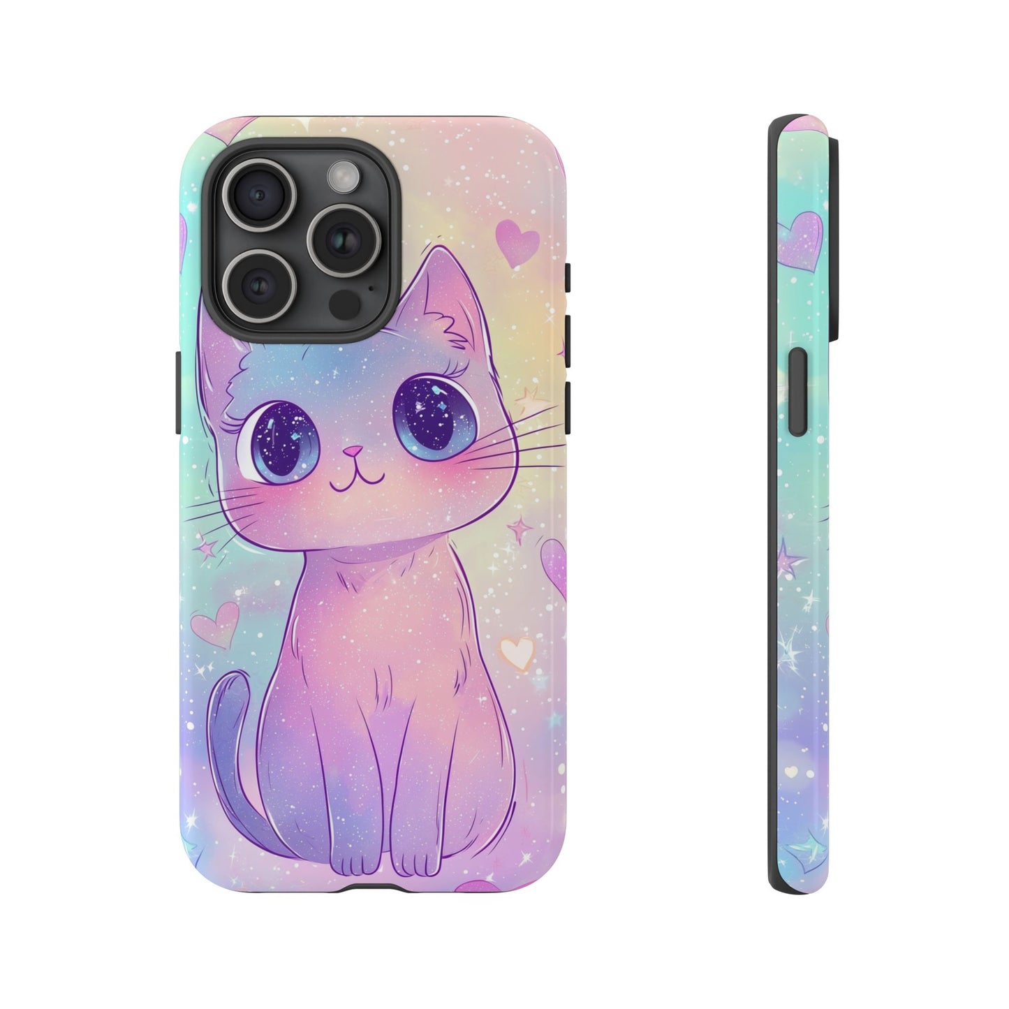 Cosmic Cat Phone Case β Sparkly Anime Aesthetic for iPhone, Google Pixel & Samsung