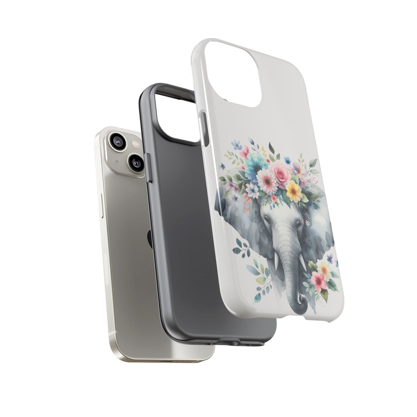 Floral Crown Elephant Mobile Cover – Elegant Watercolor Art