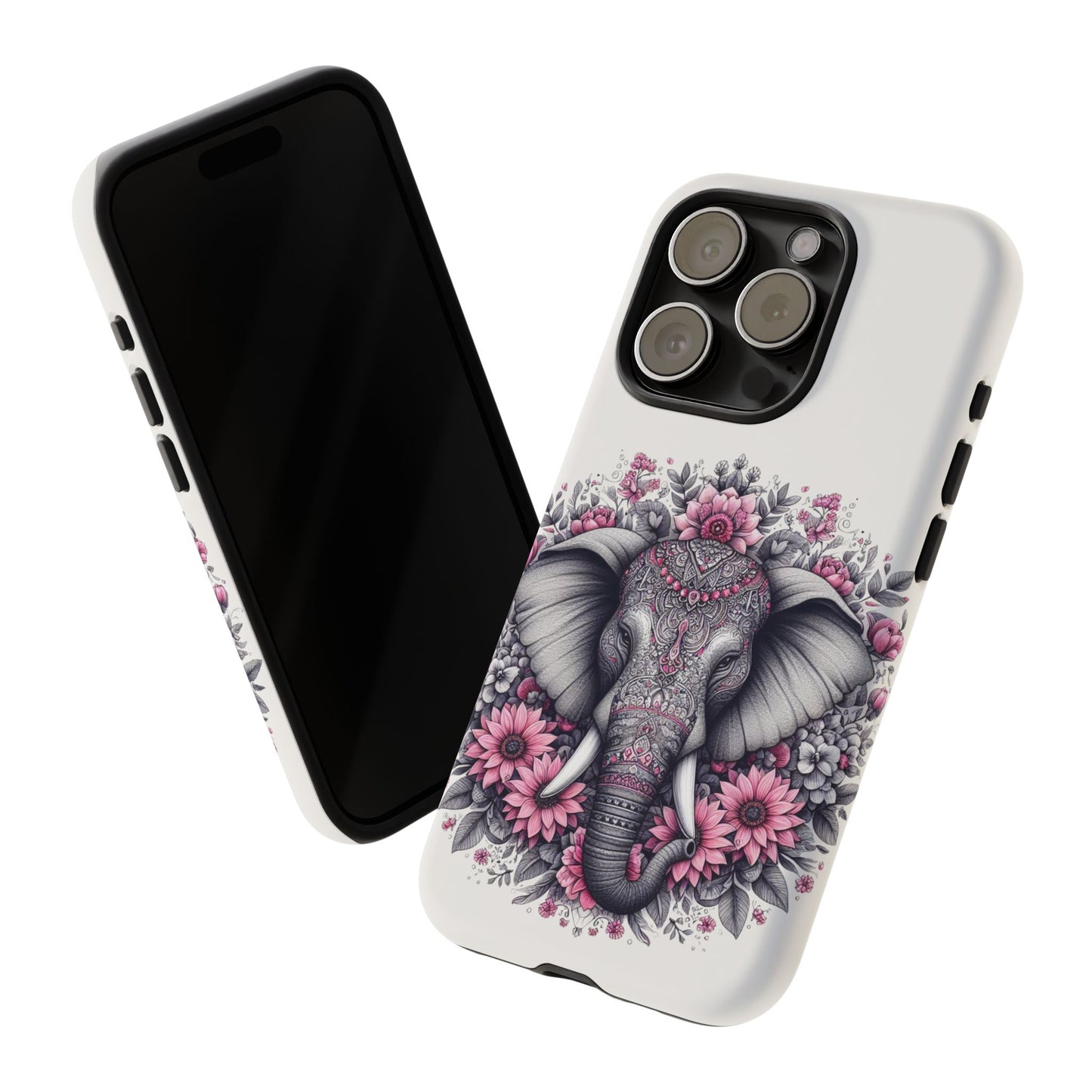 Intricate Floral Elephant Mobile Cover – Mandala-Inspired Boho Art