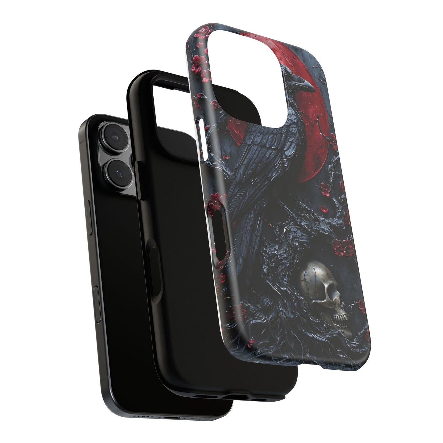Gothic Sculpture Of Raven On Charcoal Tree Branch phone case design