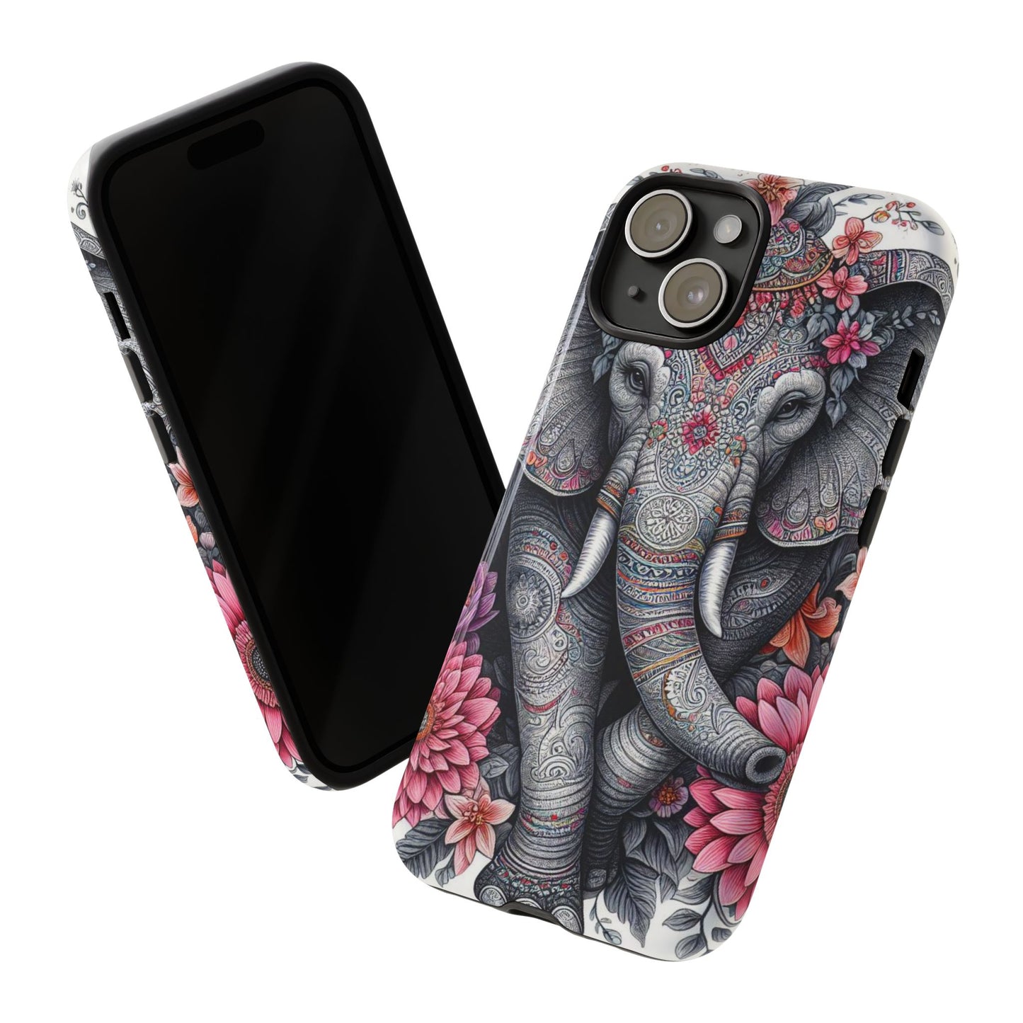 Bohemian Floral Elephant Mobile Cover – Intricate Mandala Art