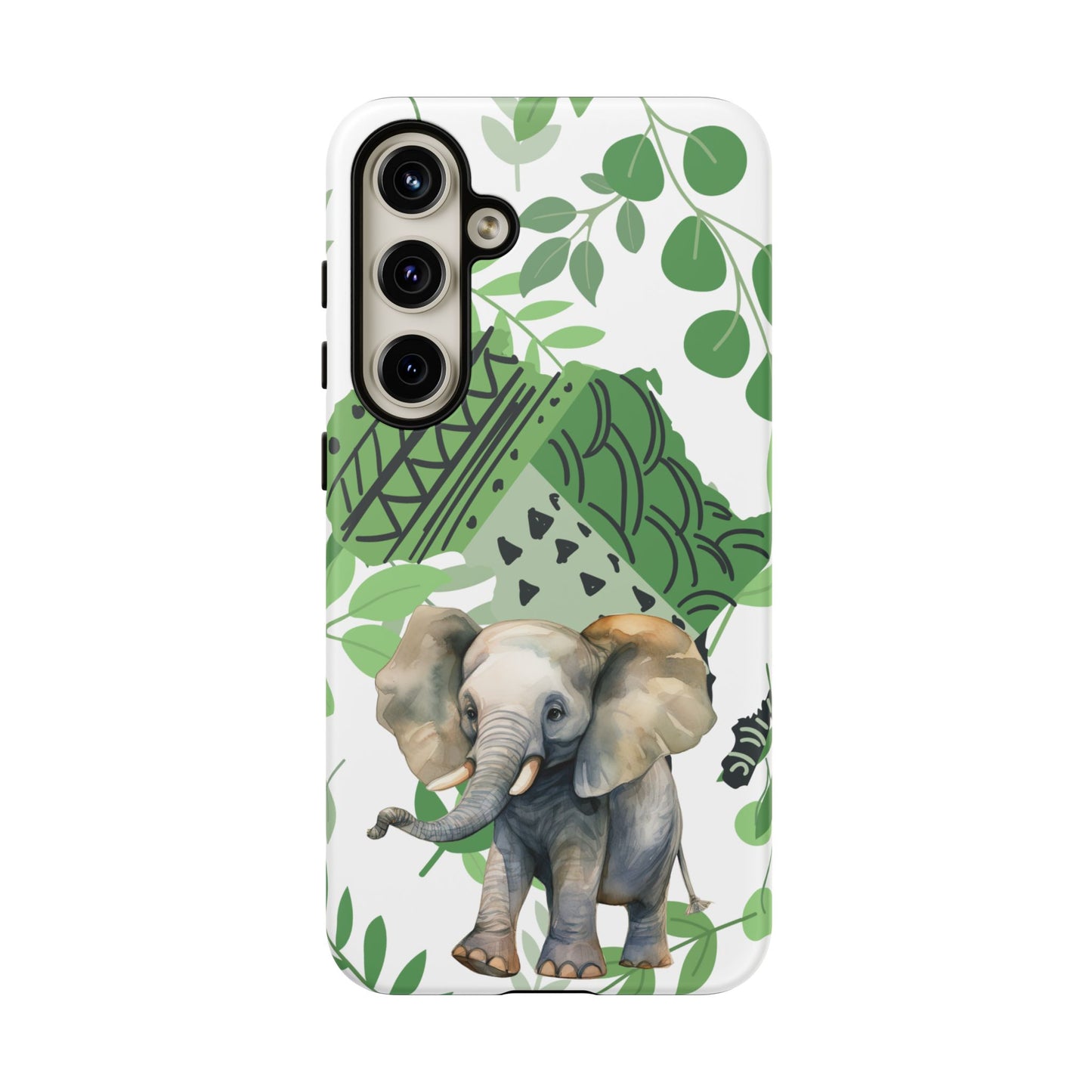 Playful Baby Elephant Mobile Cover – Tropical Boho Art