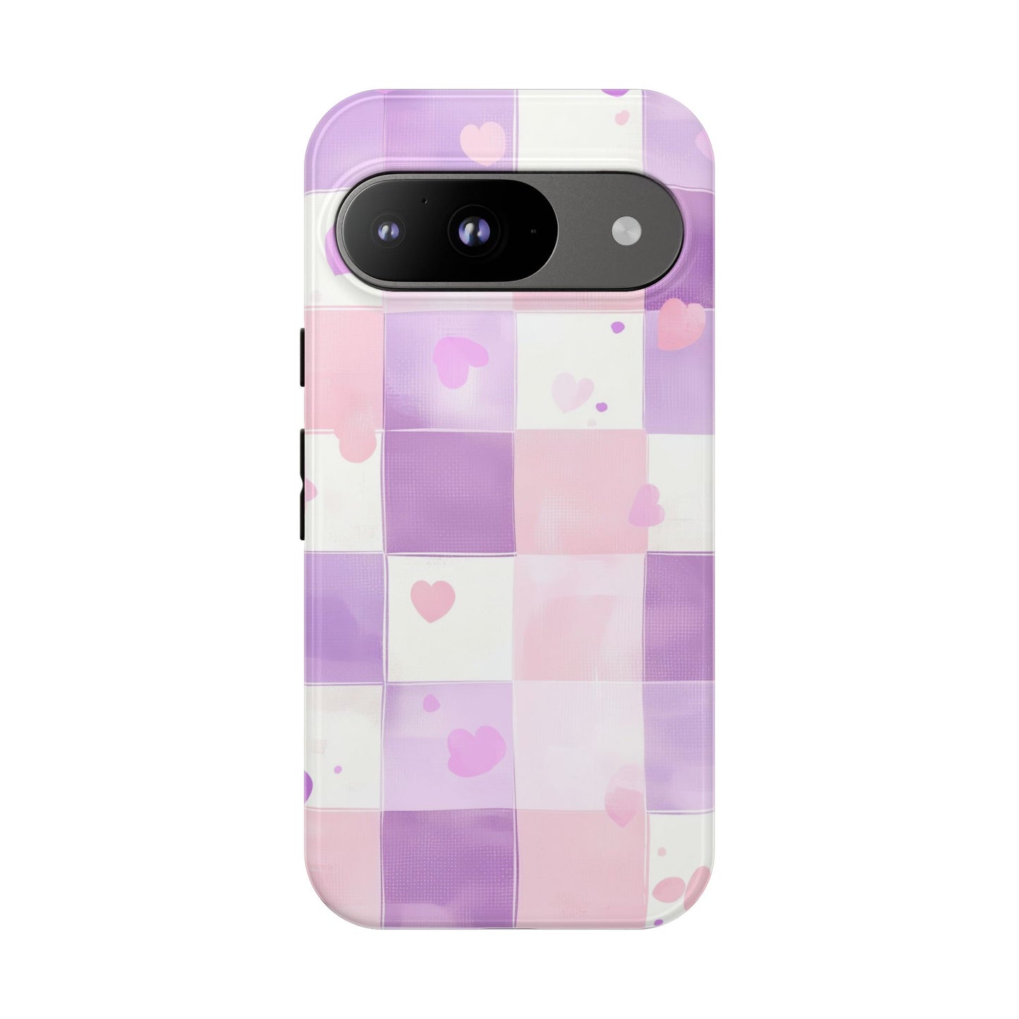 Kawaii Heart Gingham Phone Case for iPhone, Samsung, Google Pixel