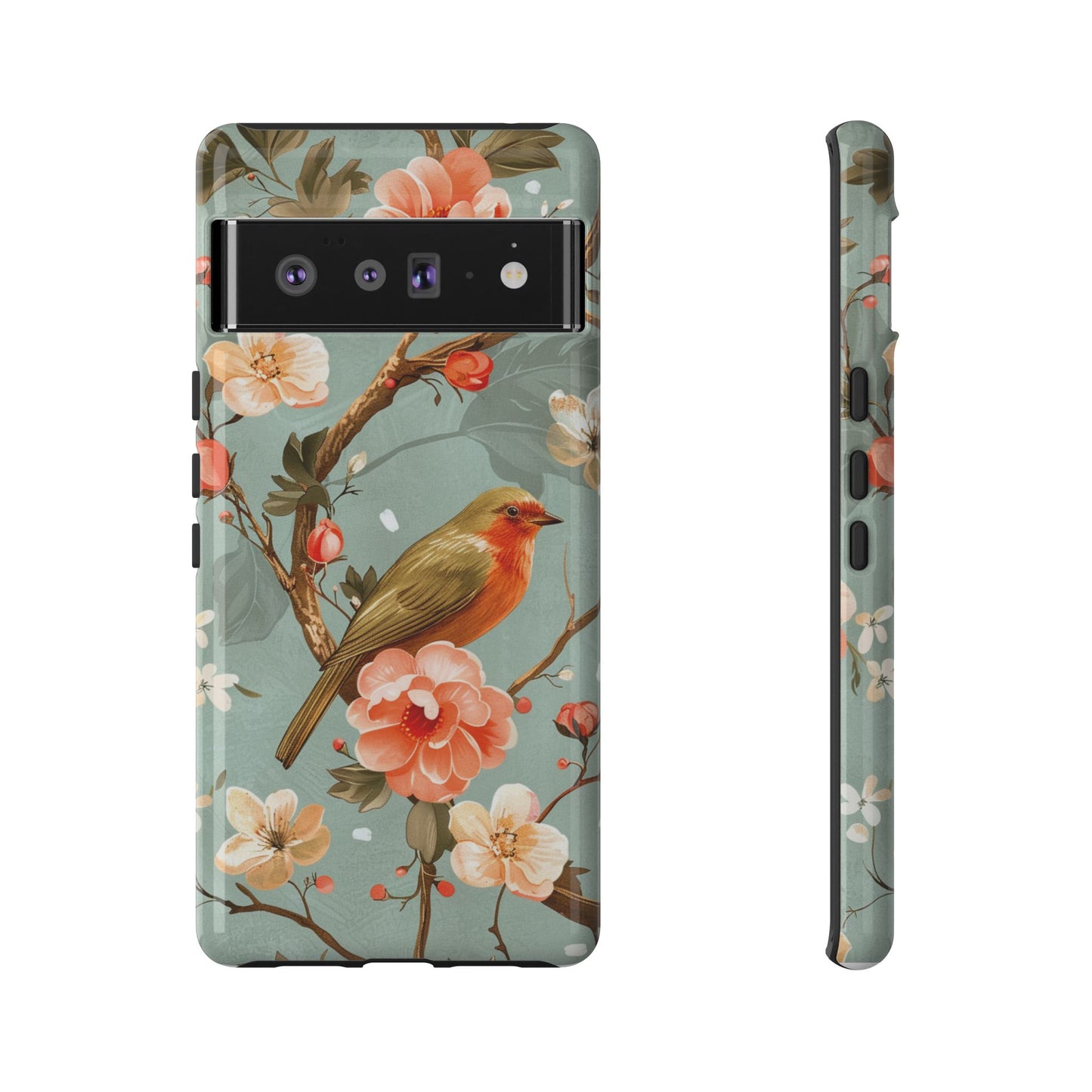 Floral Bird Phone Case - Elegant Nature-Inspired Cover for iPhone, Samsung & Google Pixel