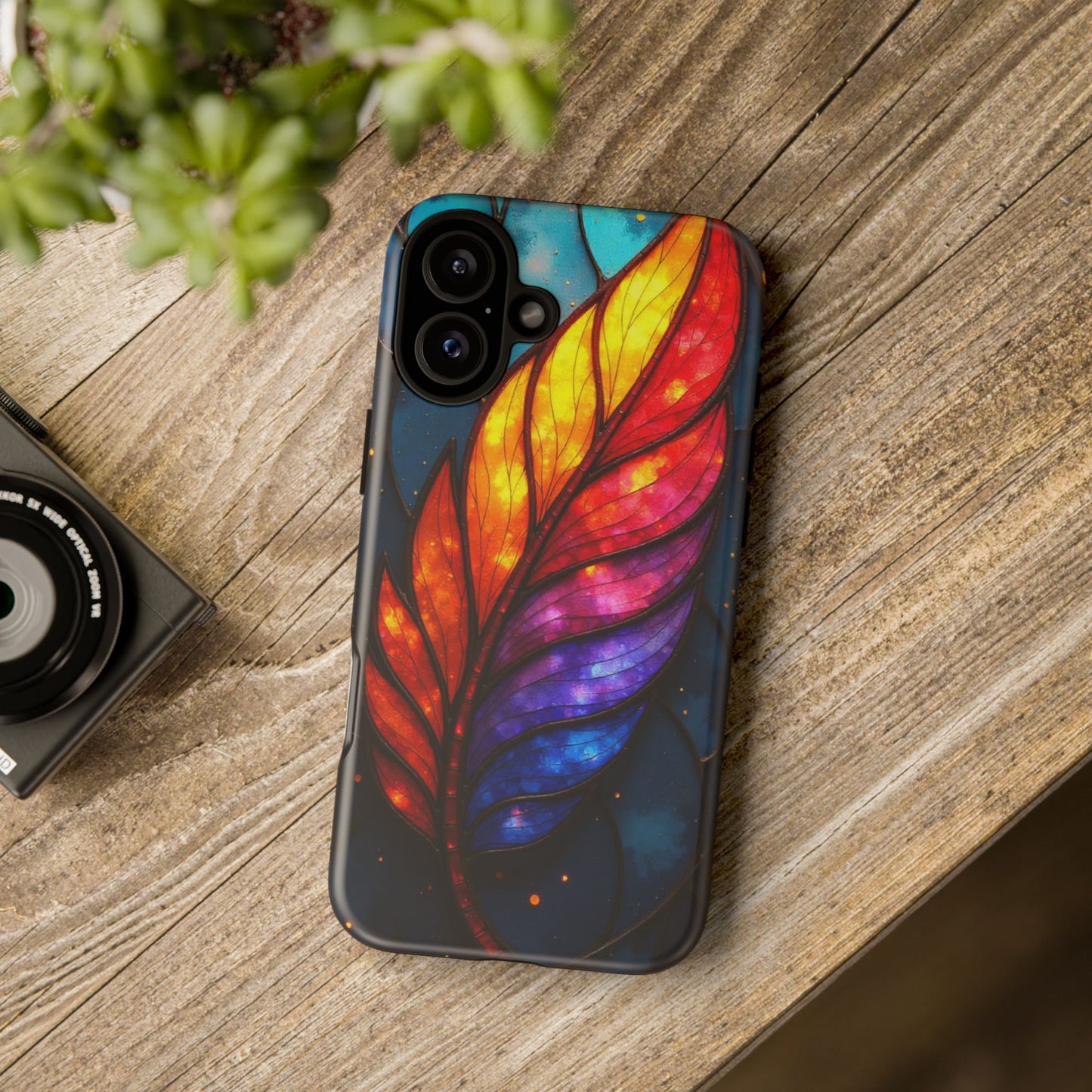 Vivid Feather: Stained Glass Abstract Art