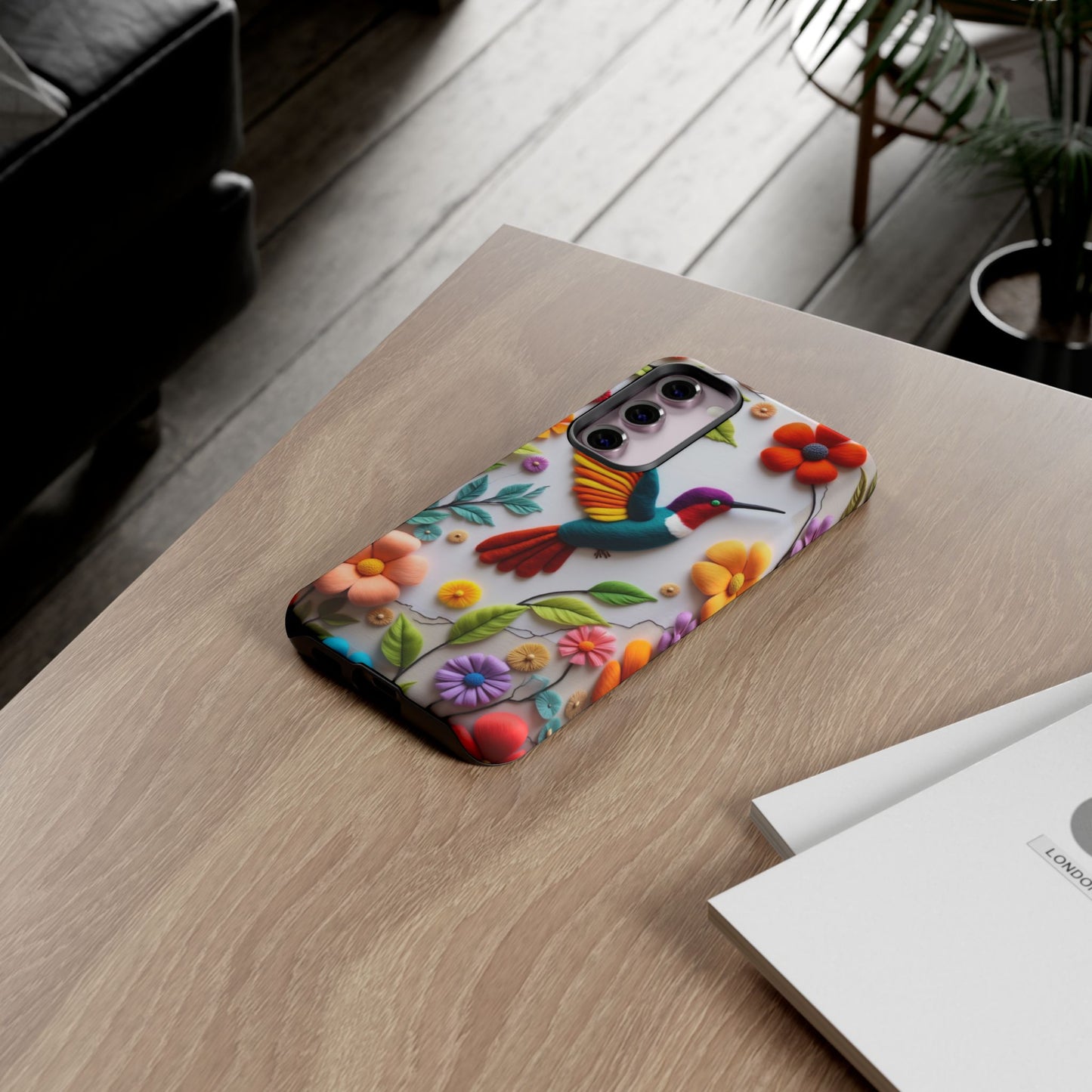 Embroidered Hummingbird with Floral Design | Nature's Elegant Stitch | iPhone 16 Pro