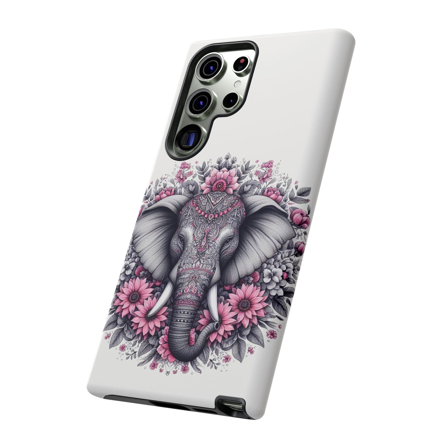 Intricate Floral Elephant Mobile Cover – Mandala-Inspired Boho Art