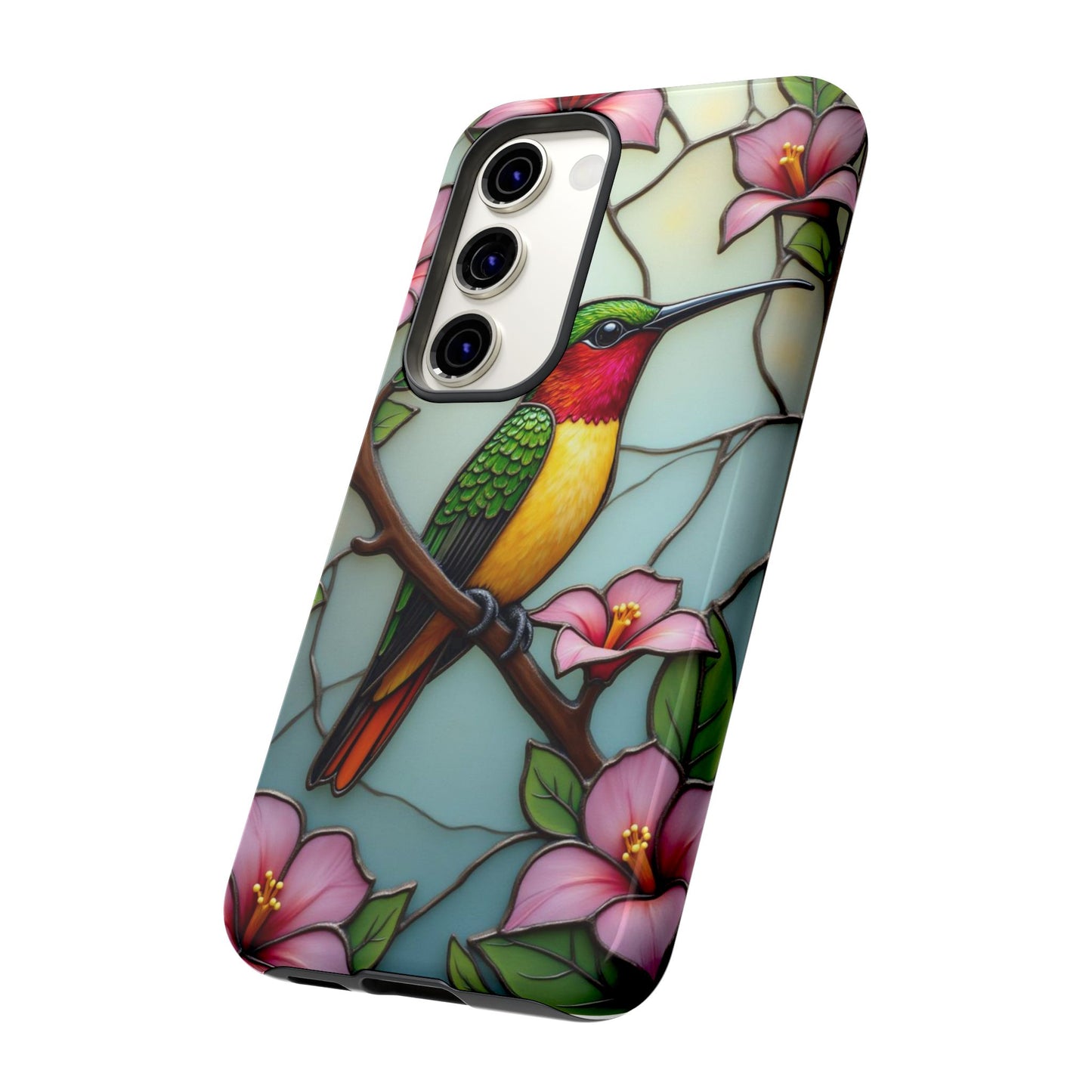Elegant Hummingbird with Floral Mosaic | Artistic Nature Design