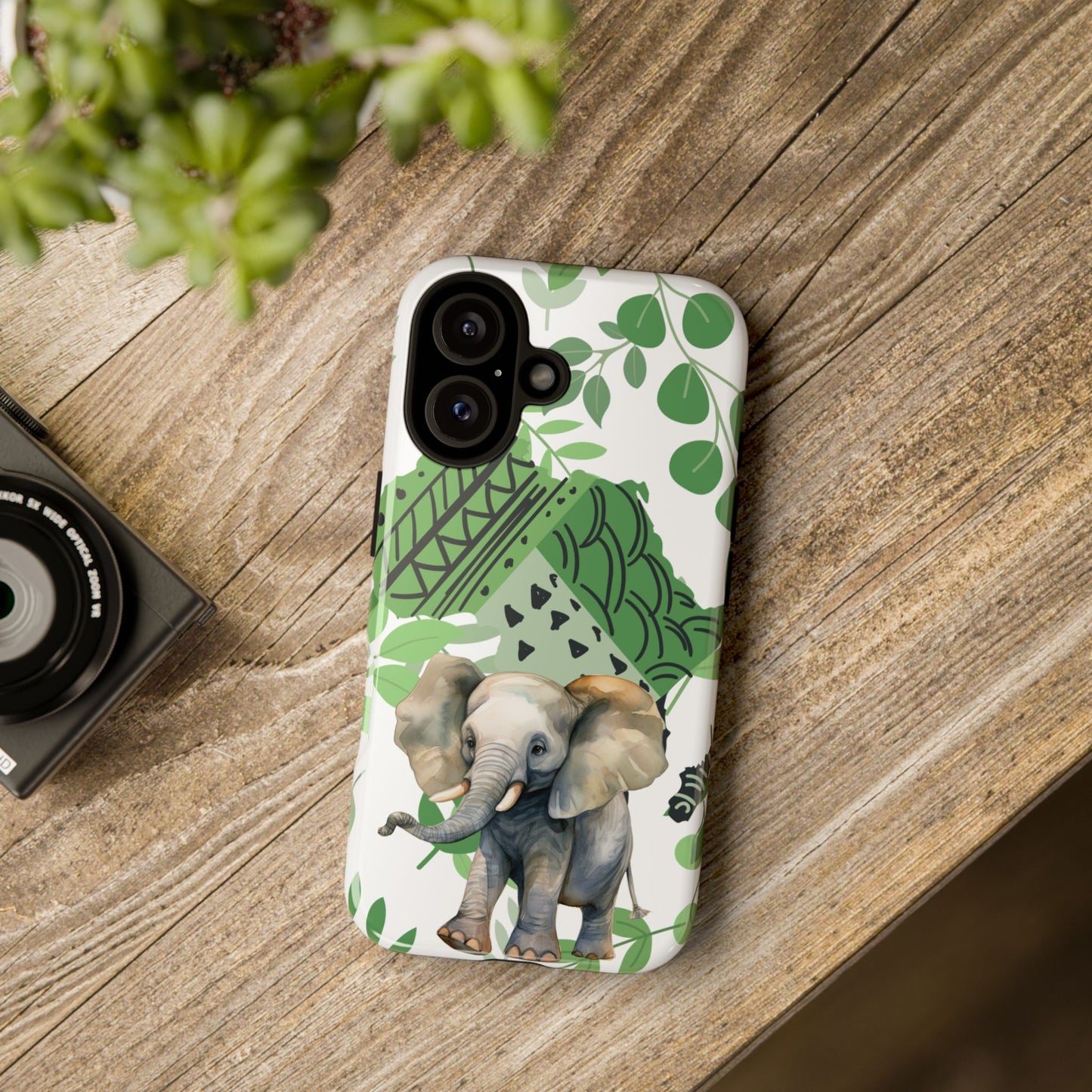 Playful Baby Elephant Mobile Cover – Tropical Boho Art