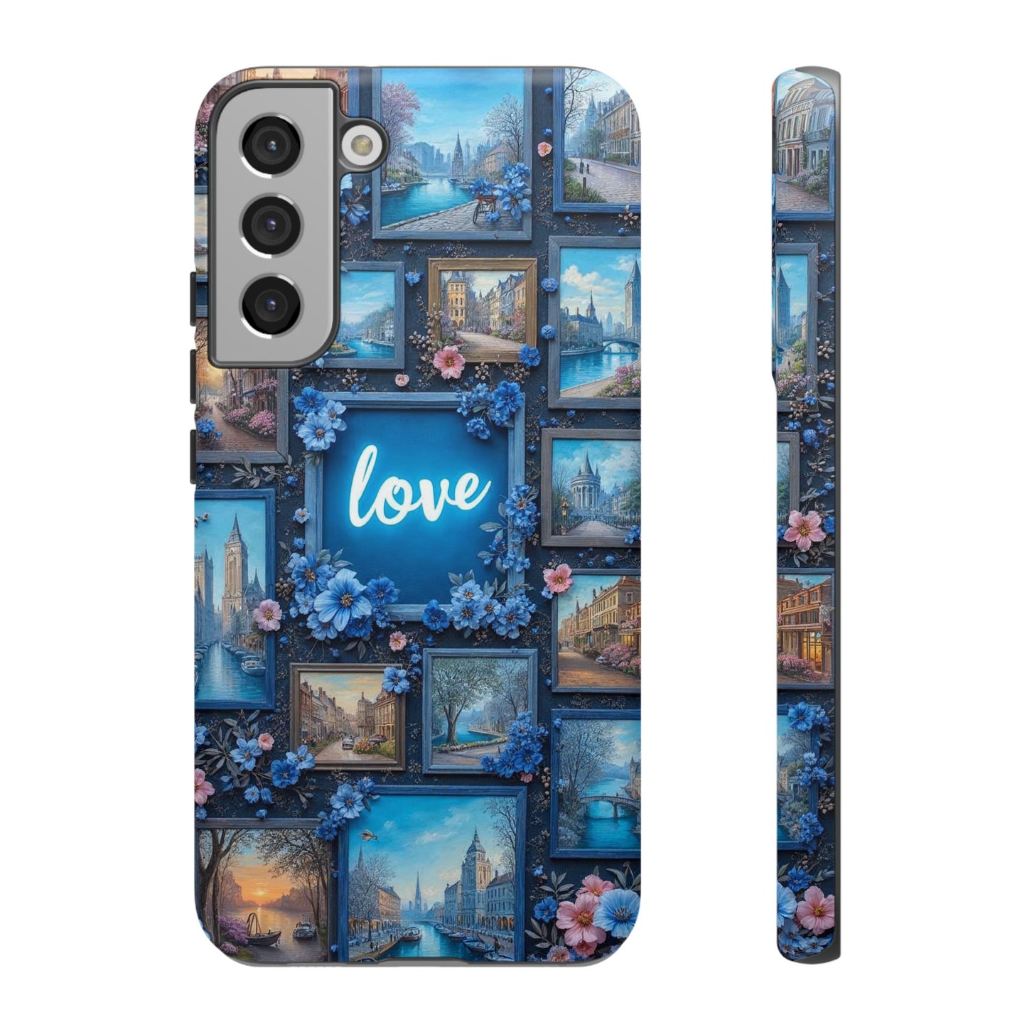 Blue Floral Love Frame Phone Case