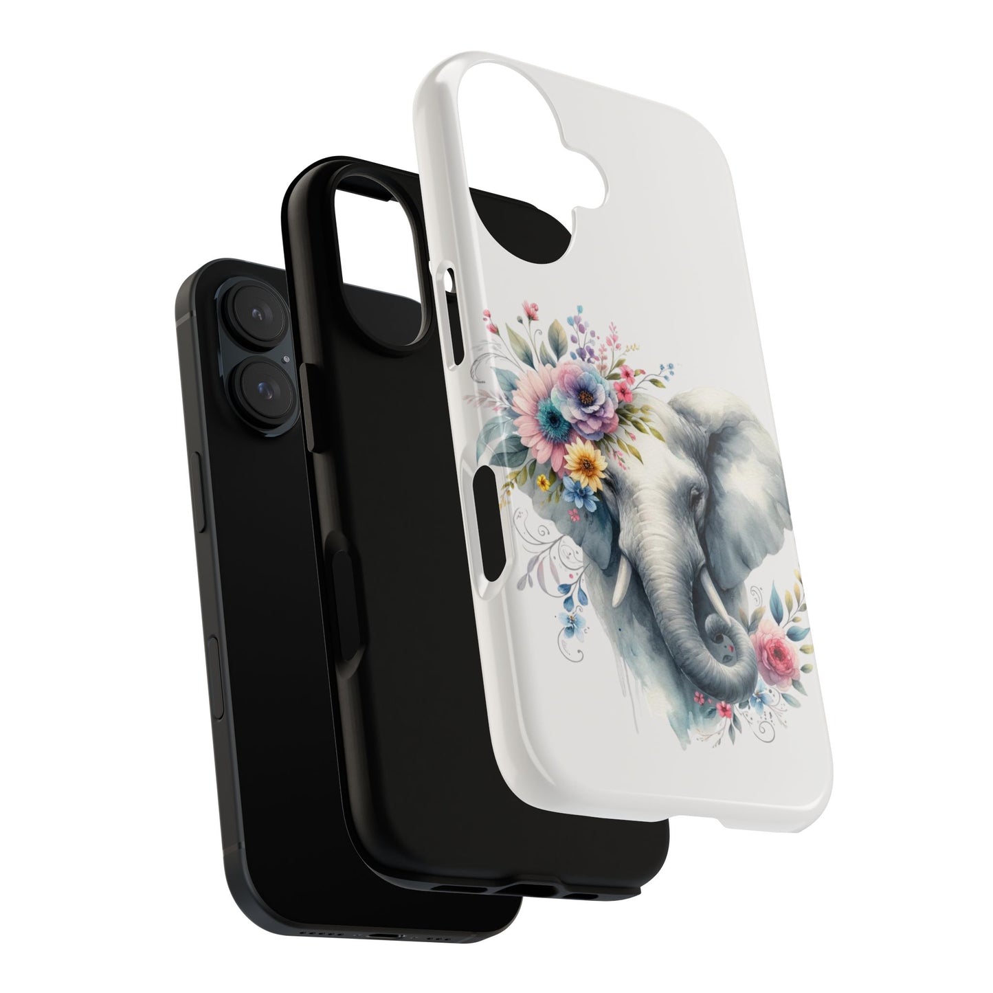 Floral Elephant Mobile Cover – Elegant Watercolor Art