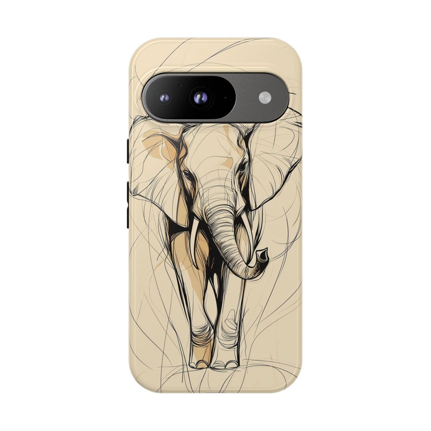 Majestic March: Dynamic Elephant Line Art Phone Case for iPhone, Samsung & Pixel