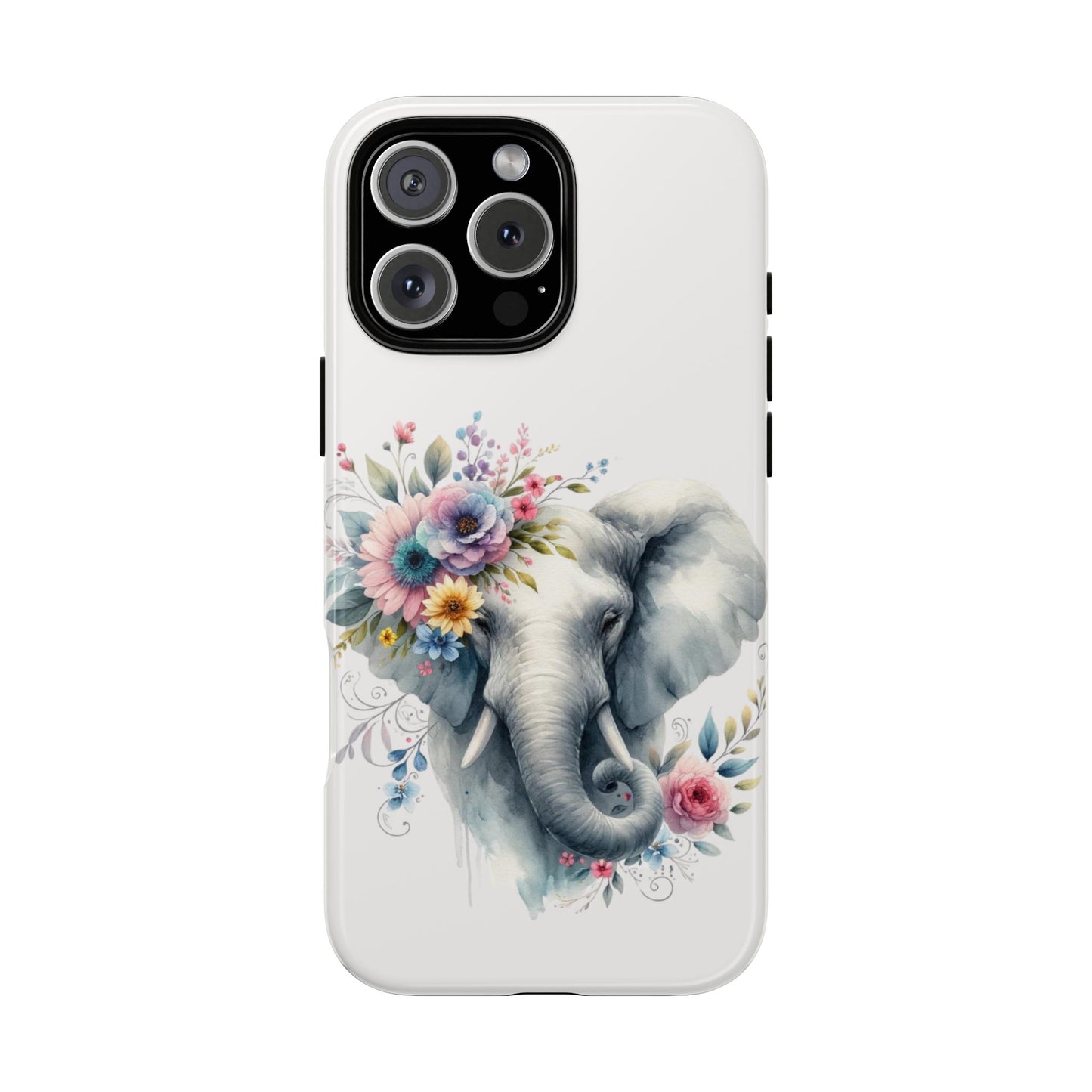 Floral Elephant Mobile Cover – Elegant Watercolor Art