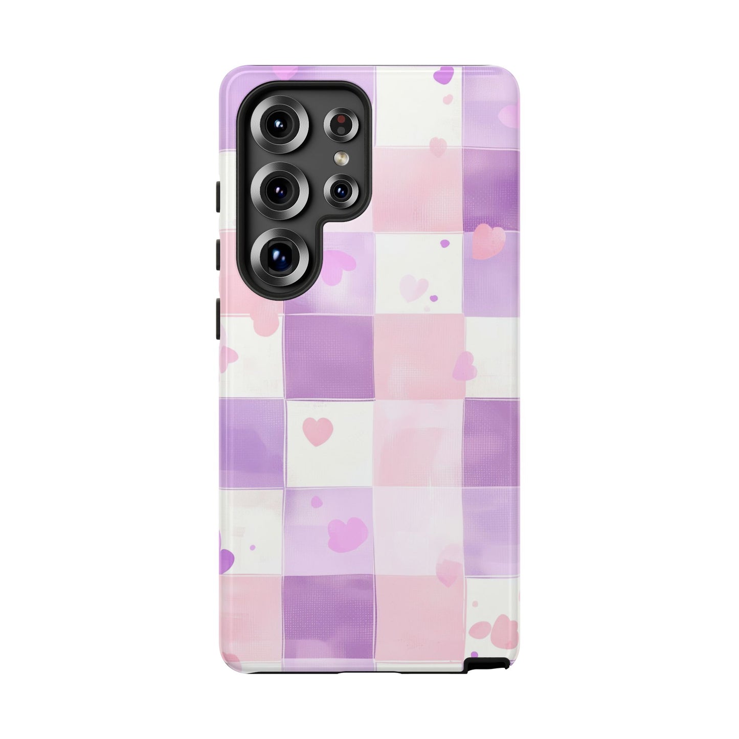 Kawaii Heart Gingham Phone Case for iPhone, Samsung, Google Pixel