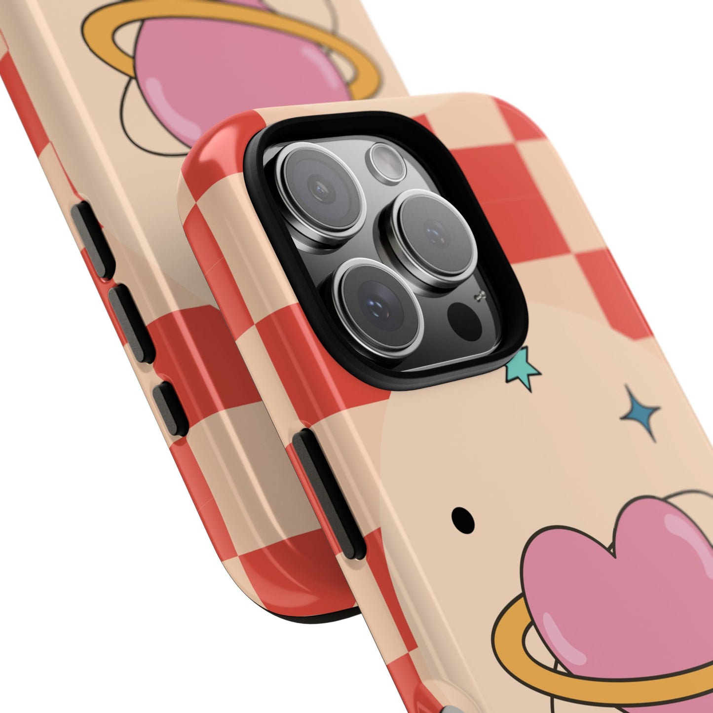 Retro Heart Tile Phone Case – Vintage Aesthetic Cover for iPhone, Samsung & Google Pixel