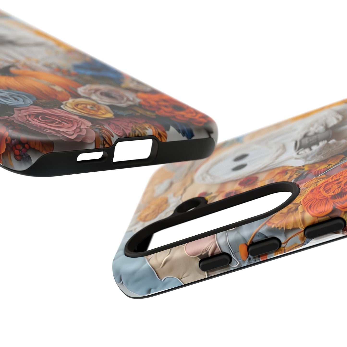 Colorful Whimsical Artwork of Ghost in Autumn Scene phone case design.