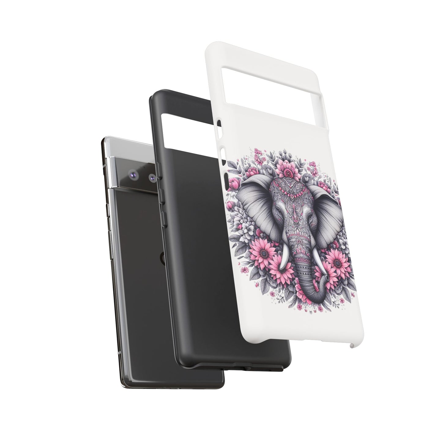 Intricate Floral Elephant Mobile Cover – Mandala-Inspired Boho Art