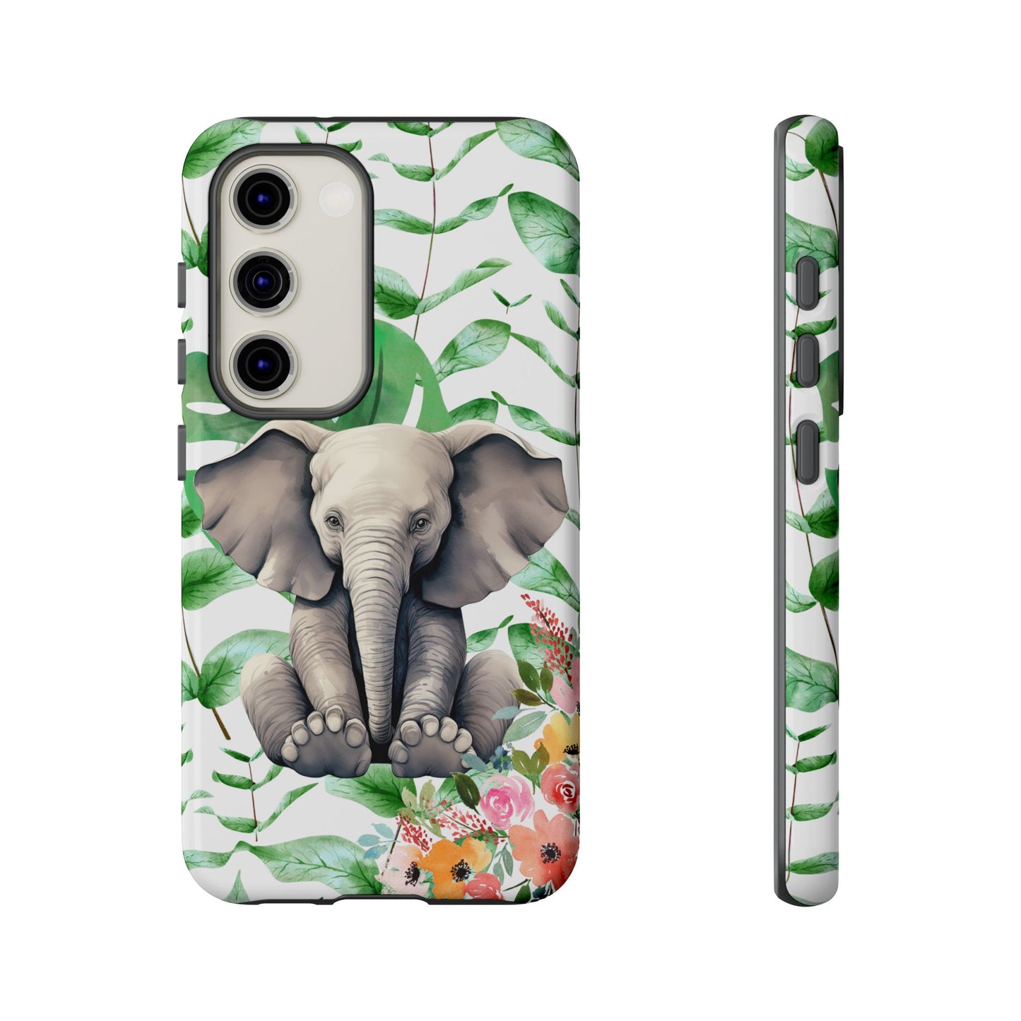 Cute Baby Elephant Mobile Cover – Floral & Tropical Aesthetic